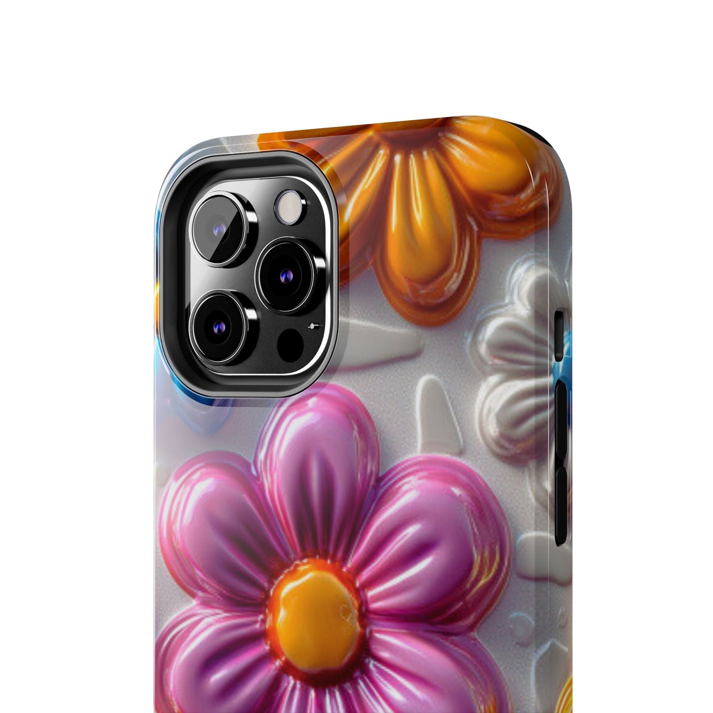 Glossy 3D Floral iPhone Case – Colorful Flower Pattern, Durable Protection - BOGO Cases