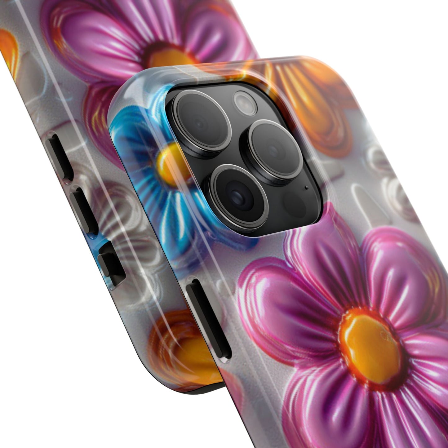 Glossy 3D Floral iPhone Case – Colorful Flower Pattern, Durable Protection - BOGO Cases