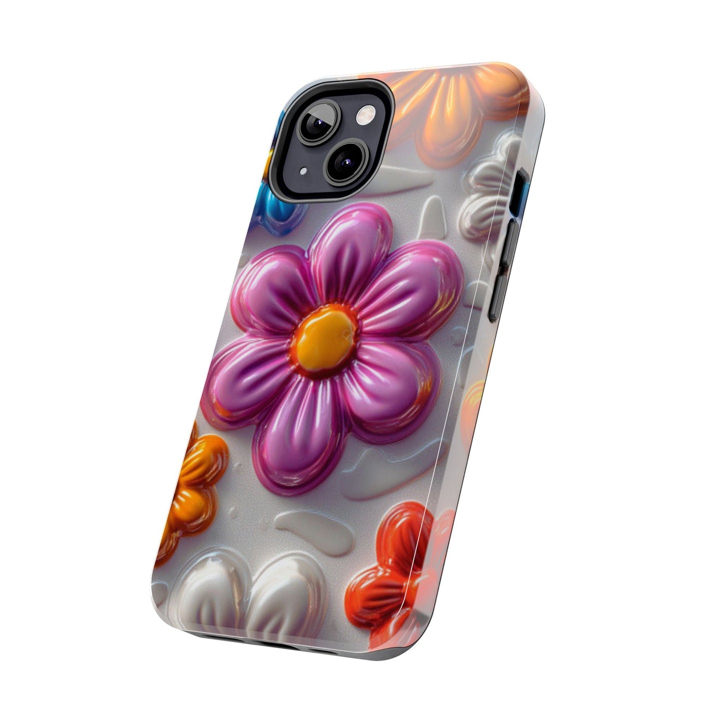 Glossy 3D Floral iPhone Case – Colorful Flower Pattern, Durable Protection - BOGO Cases