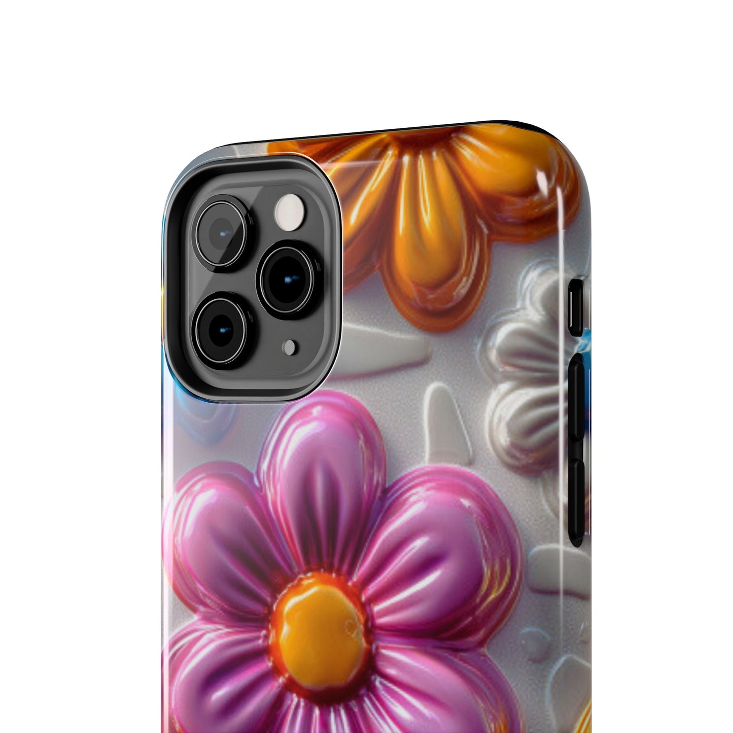 Glossy 3D Floral iPhone Case – Colorful Flower Pattern, Durable Protection - BOGO Cases