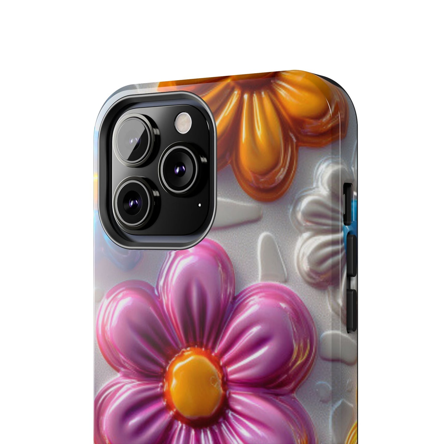 Glossy 3D Floral iPhone Case – Colorful Flower Pattern, Durable Protection - BOGO Cases