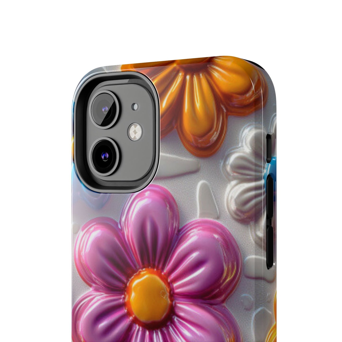 Glossy 3D Floral iPhone Case – Colorful Flower Pattern, Durable Protection - BOGO Cases