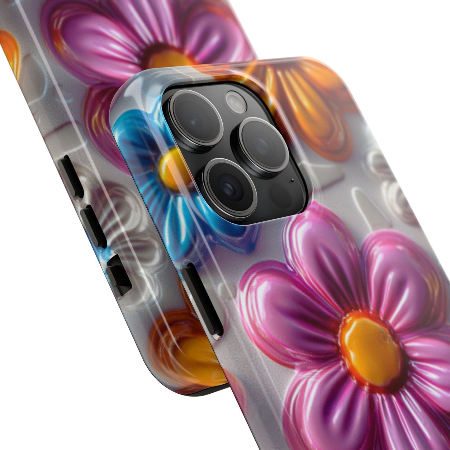 Glossy 3D Floral iPhone Case – Colorful Flower Pattern, Durable Protection - BOGO Cases