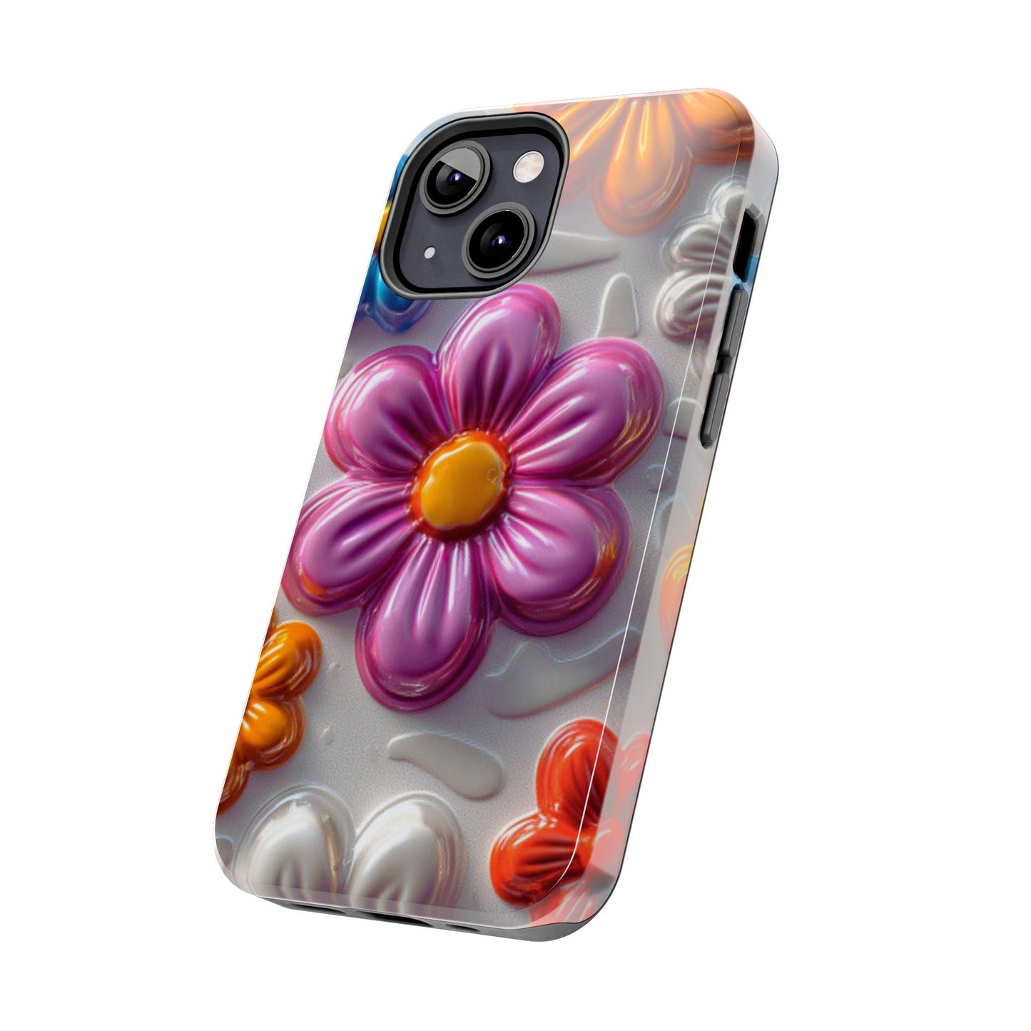 Glossy 3D Floral iPhone Case – Colorful Flower Pattern, Durable Protection - BOGO Cases