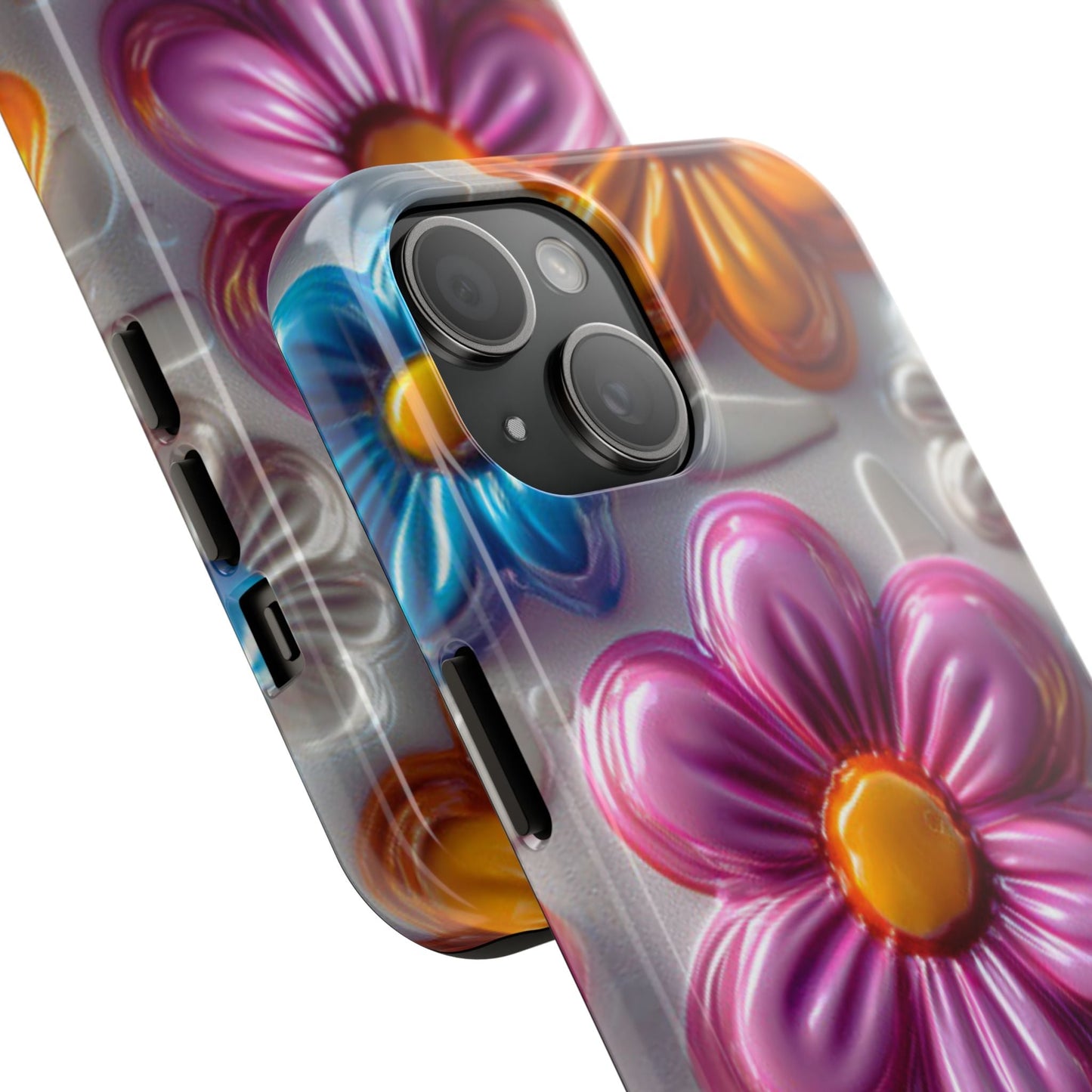 Glossy 3D Floral iPhone Case – Colorful Flower Pattern, Durable Protection - BOGO Cases