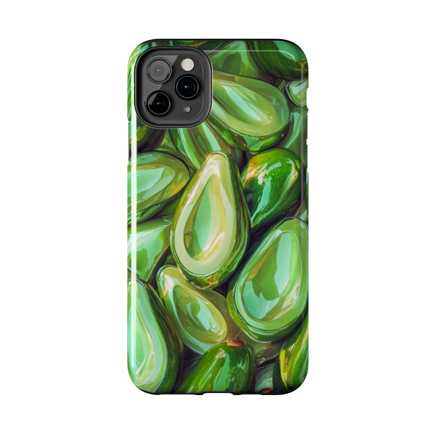 Glossy Avocado iPhone Case – Sleek Green 3D Fruit Design, Durable and Stylish - BOGO Cases