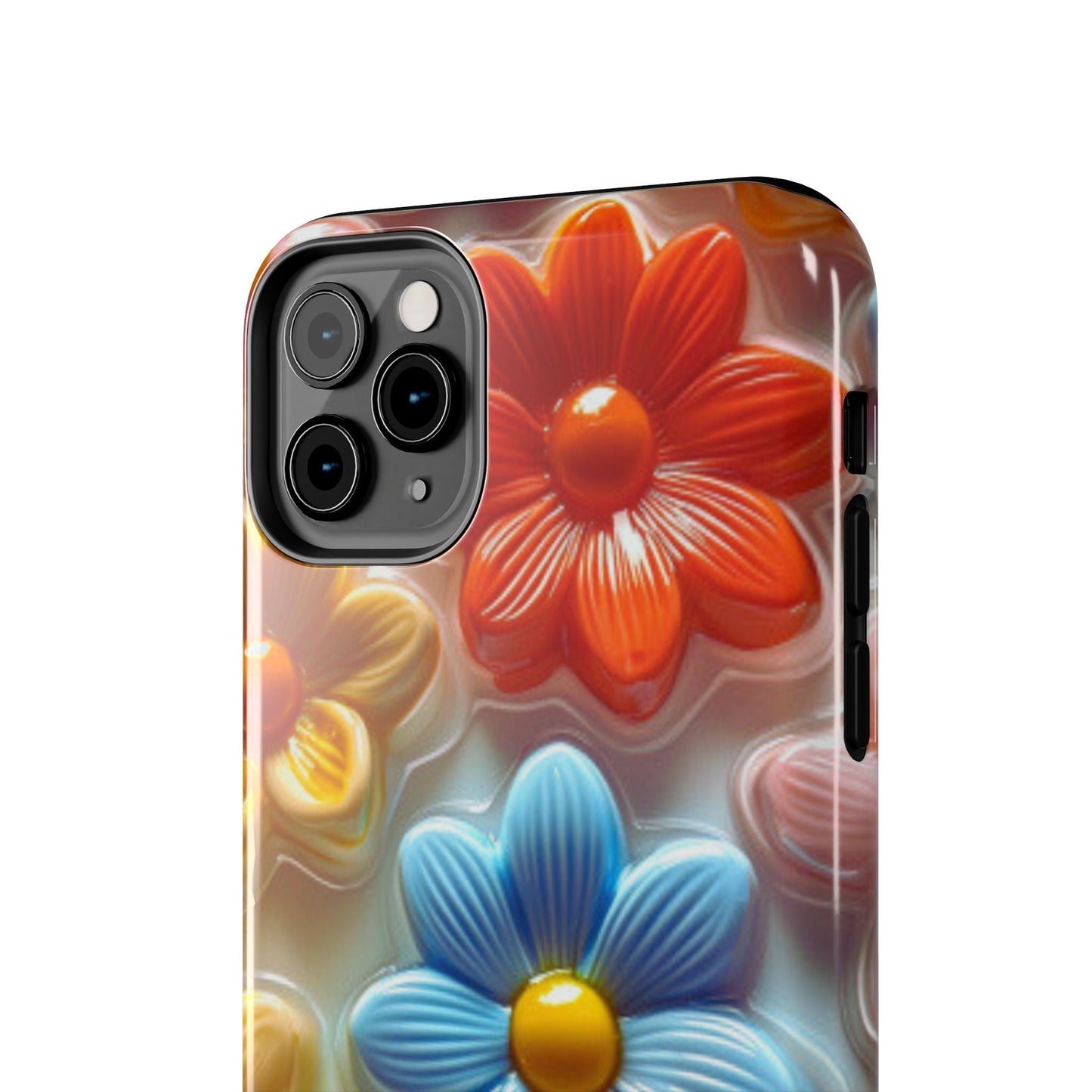Glossy Retro Flower iPhone Case – Colorful 3D Floral Design, Durable Protection - BOGO Cases