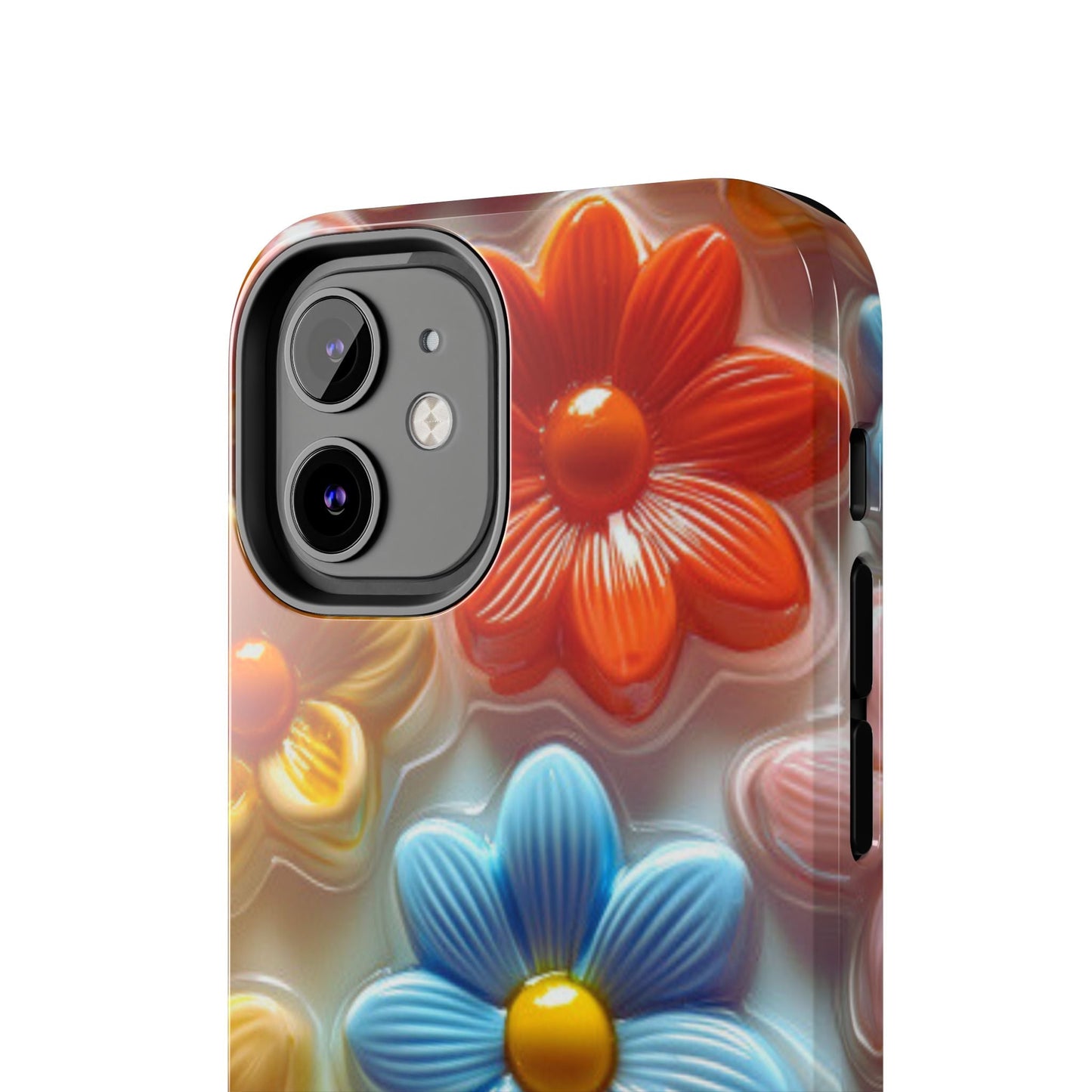 Glossy Retro Flower iPhone Case – Colorful 3D Floral Design, Durable Protection - BOGO Cases
