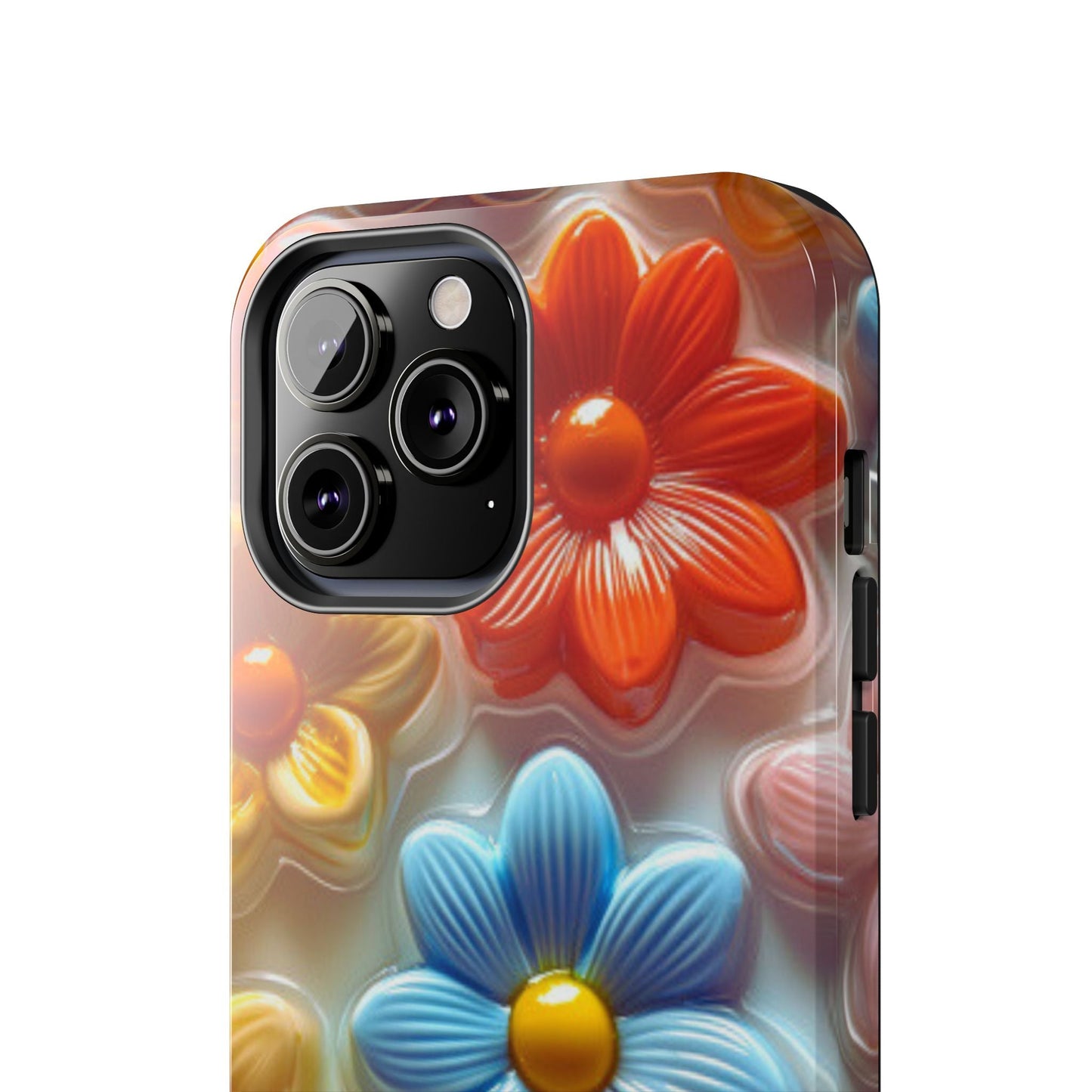 Glossy Retro Flower iPhone Case – Colorful 3D Floral Design, Durable Protection - BOGO Cases