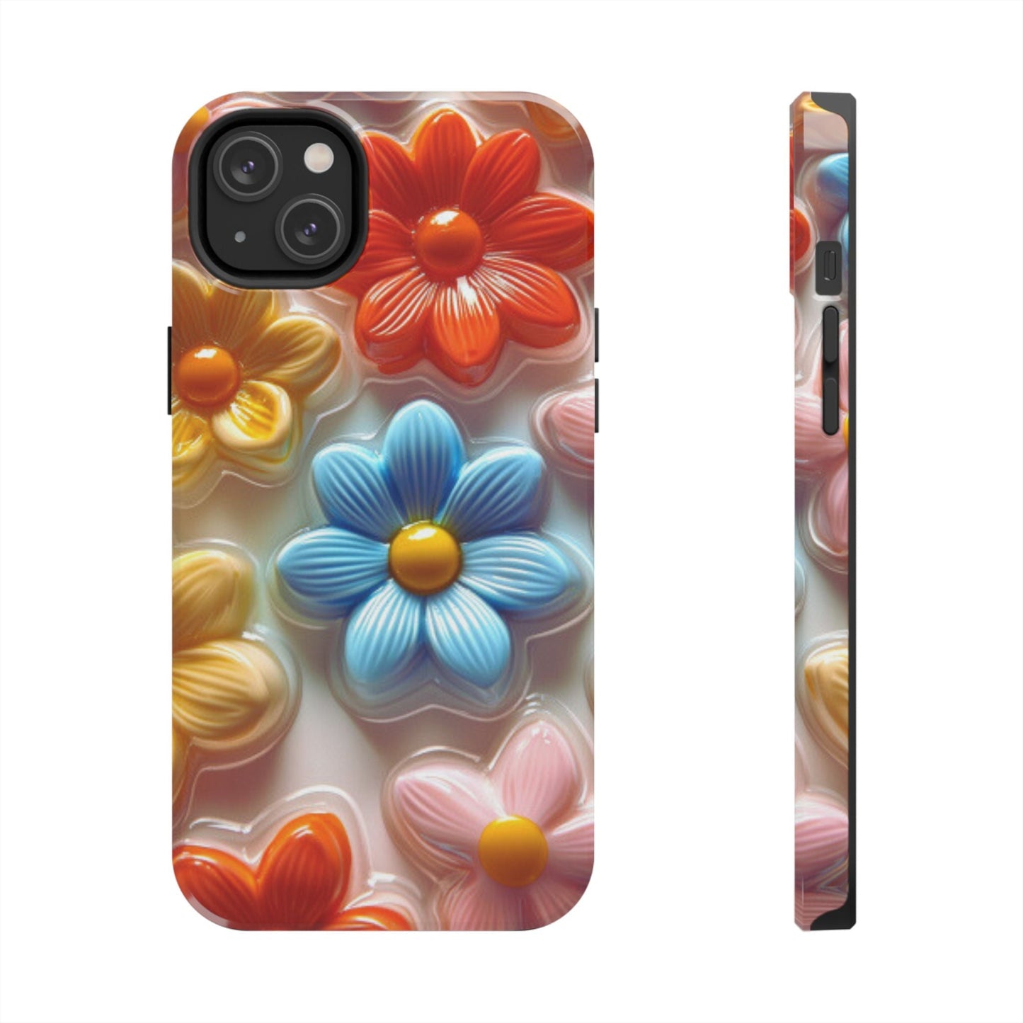 Glossy Retro Flower iPhone Case – Colorful 3D Floral Design, Durable Protection - BOGO Cases