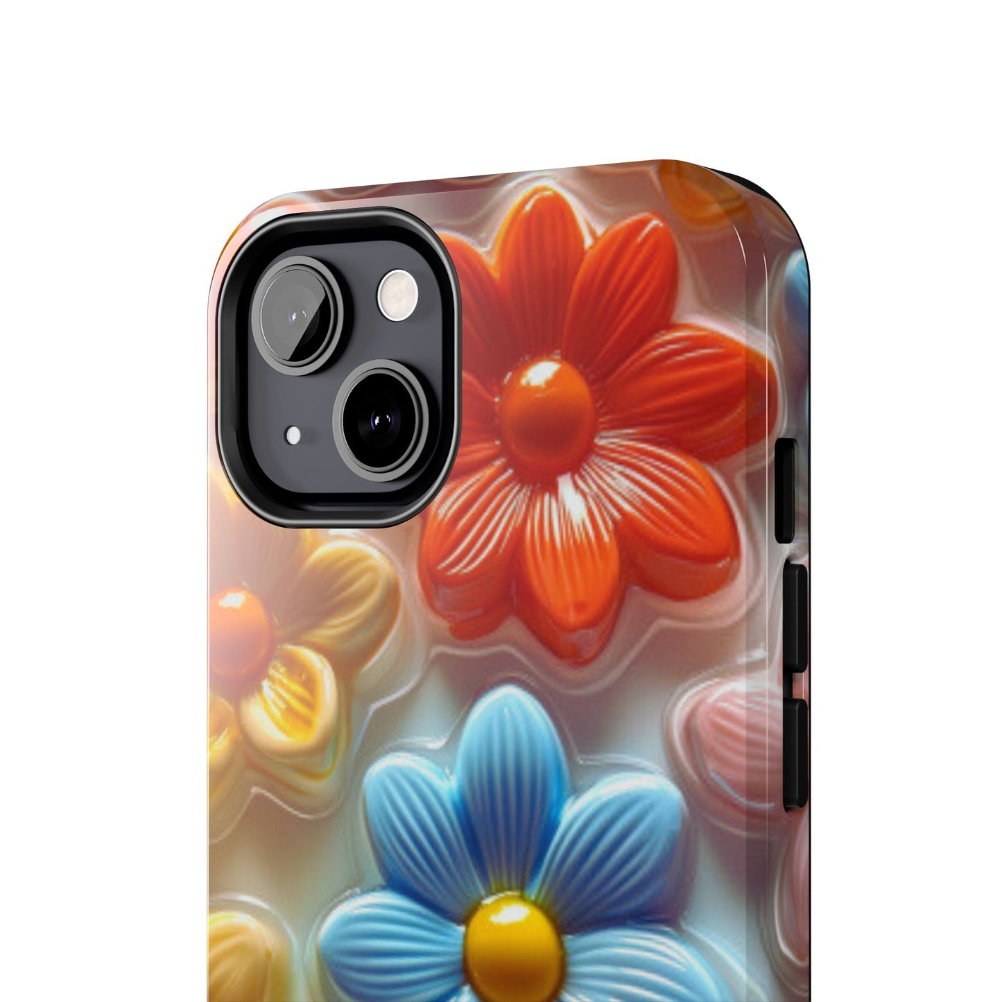 Glossy Retro Flower iPhone Case – Colorful 3D Floral Design, Durable Protection - BOGO Cases