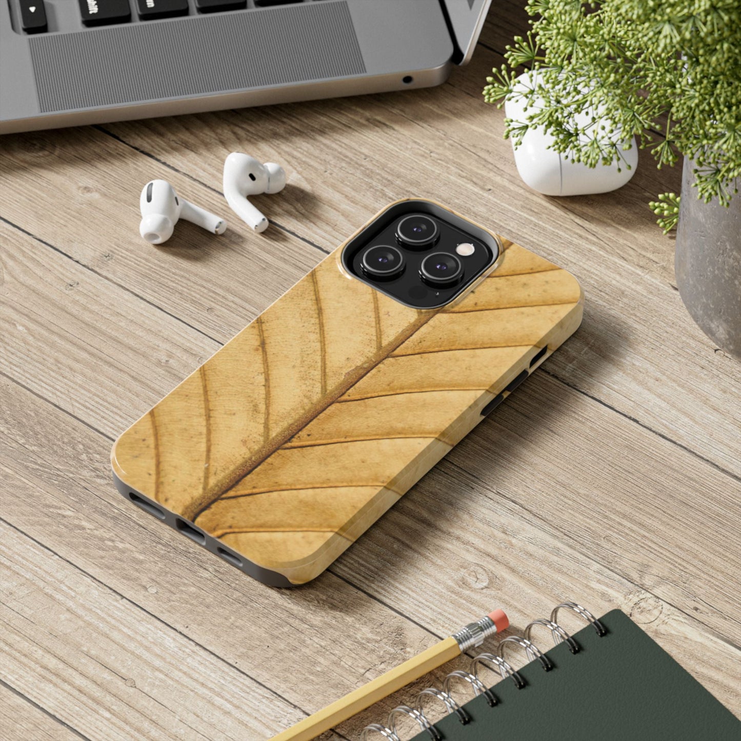 Golden Leaf Texture iPhone Case – Minimal Nature Design - BOGO Cases
