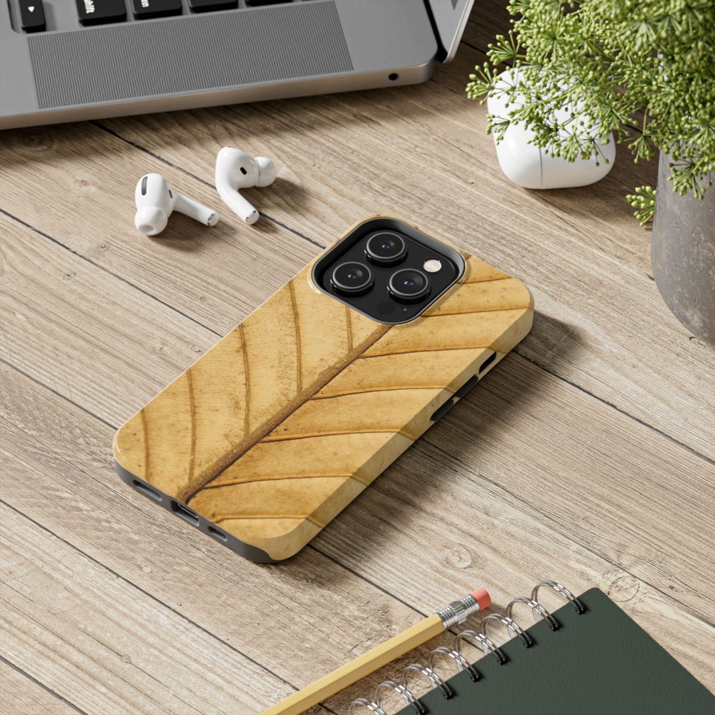 Golden Leaf Texture iPhone Case – Minimal Nature Design - BOGO Cases