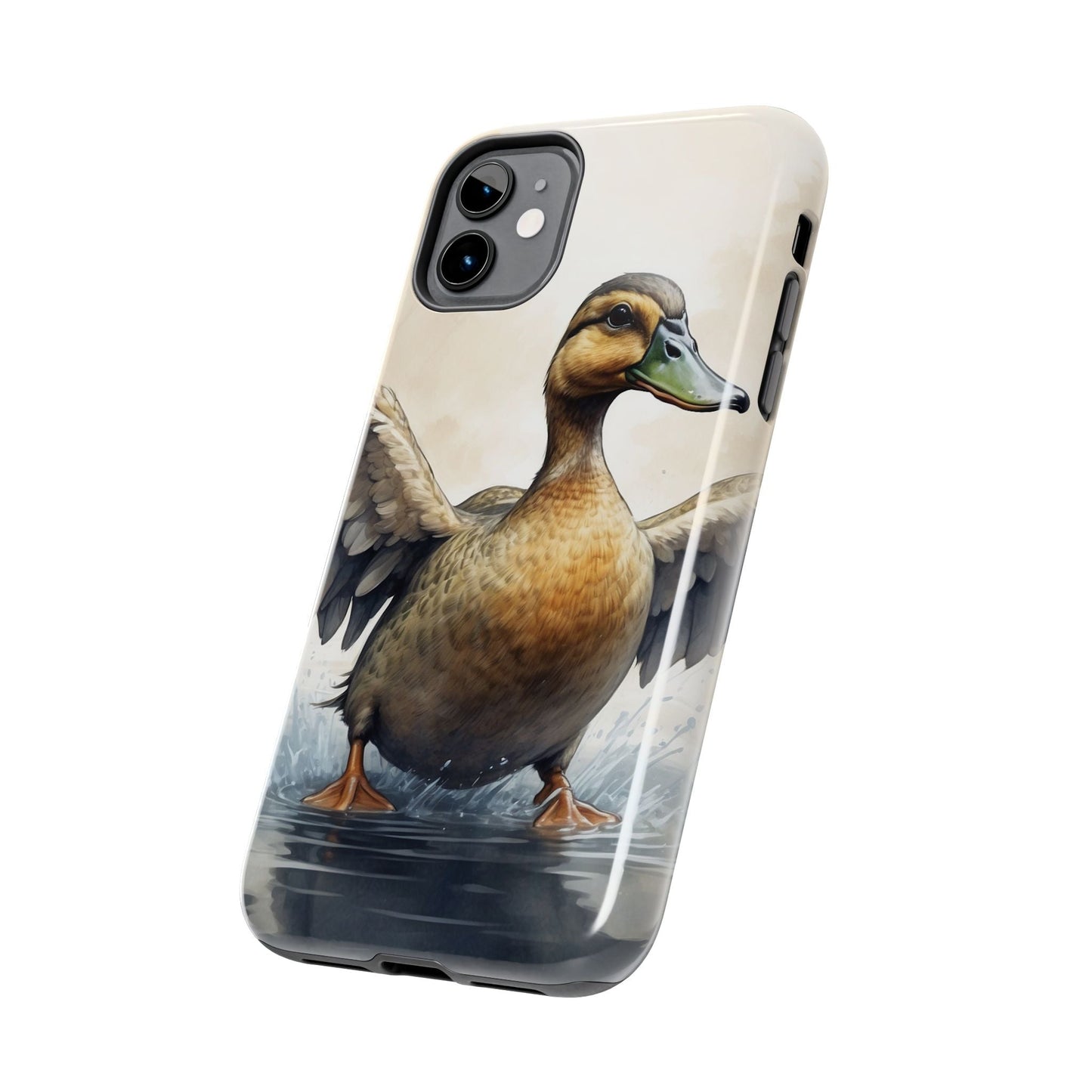 Graceful Duck in Watercolor Scene - iPhone Case - BOGO Cases