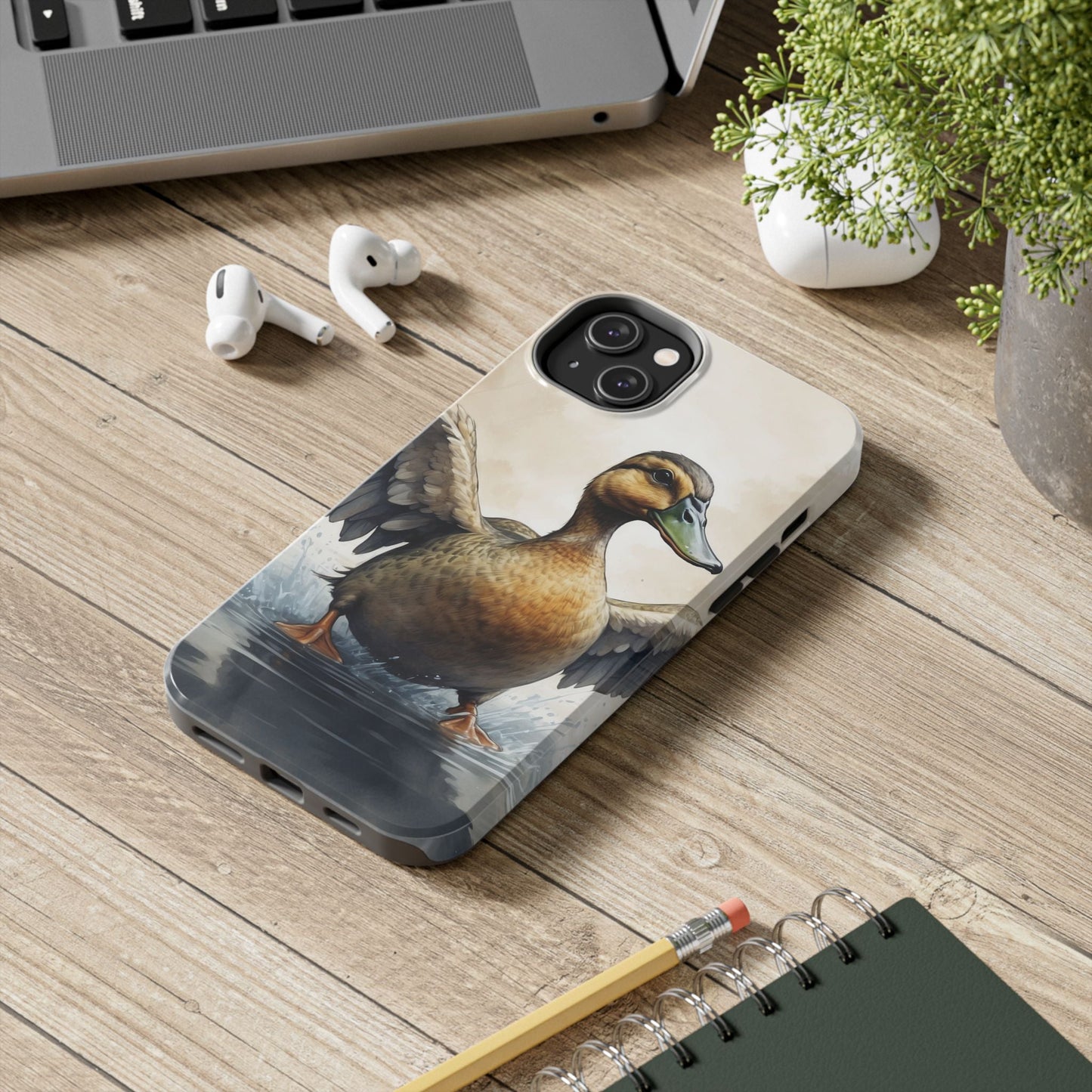 Graceful Duck in Watercolor Scene - iPhone Case - BOGO Cases