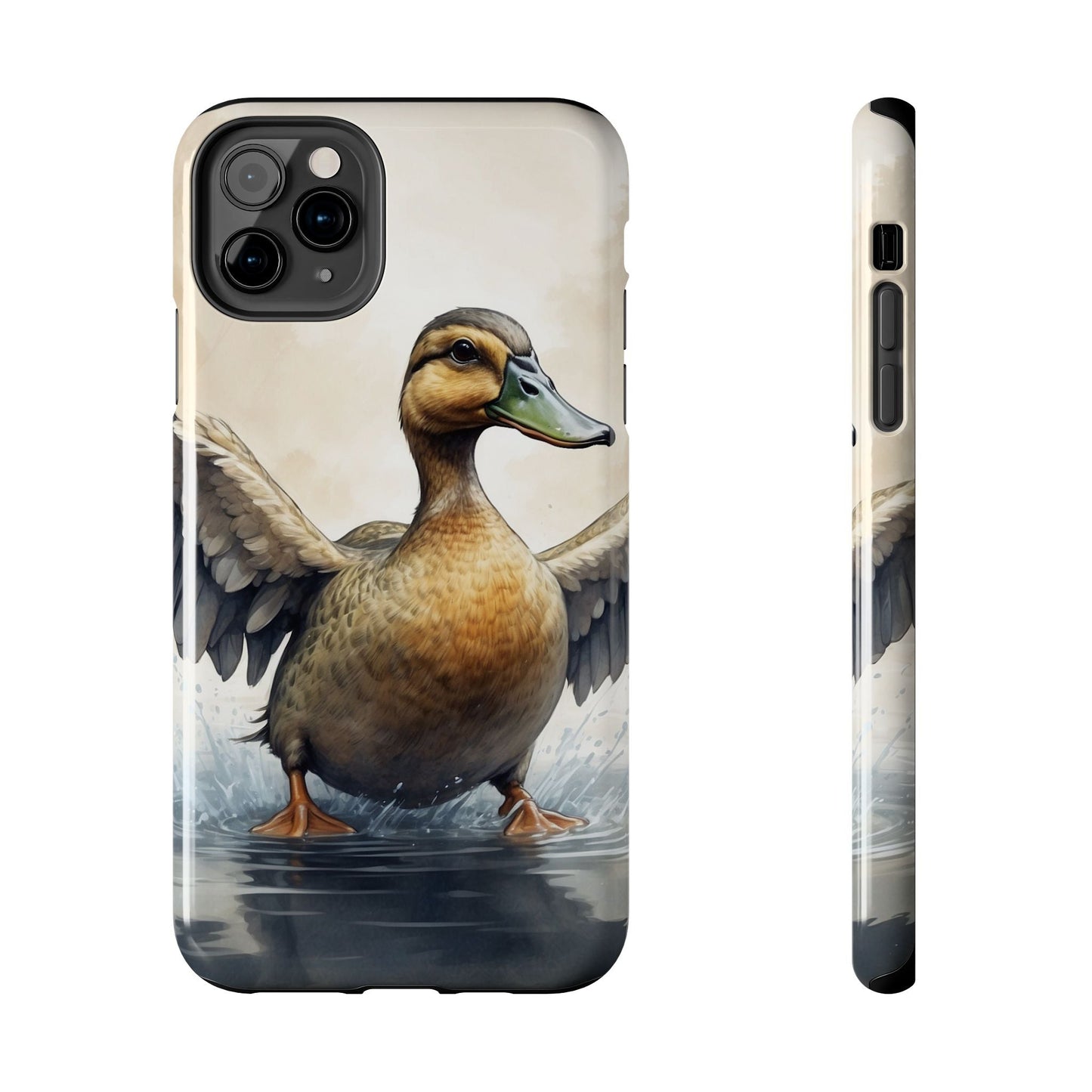 Graceful Duck in Watercolor Scene - iPhone Case - BOGO Cases