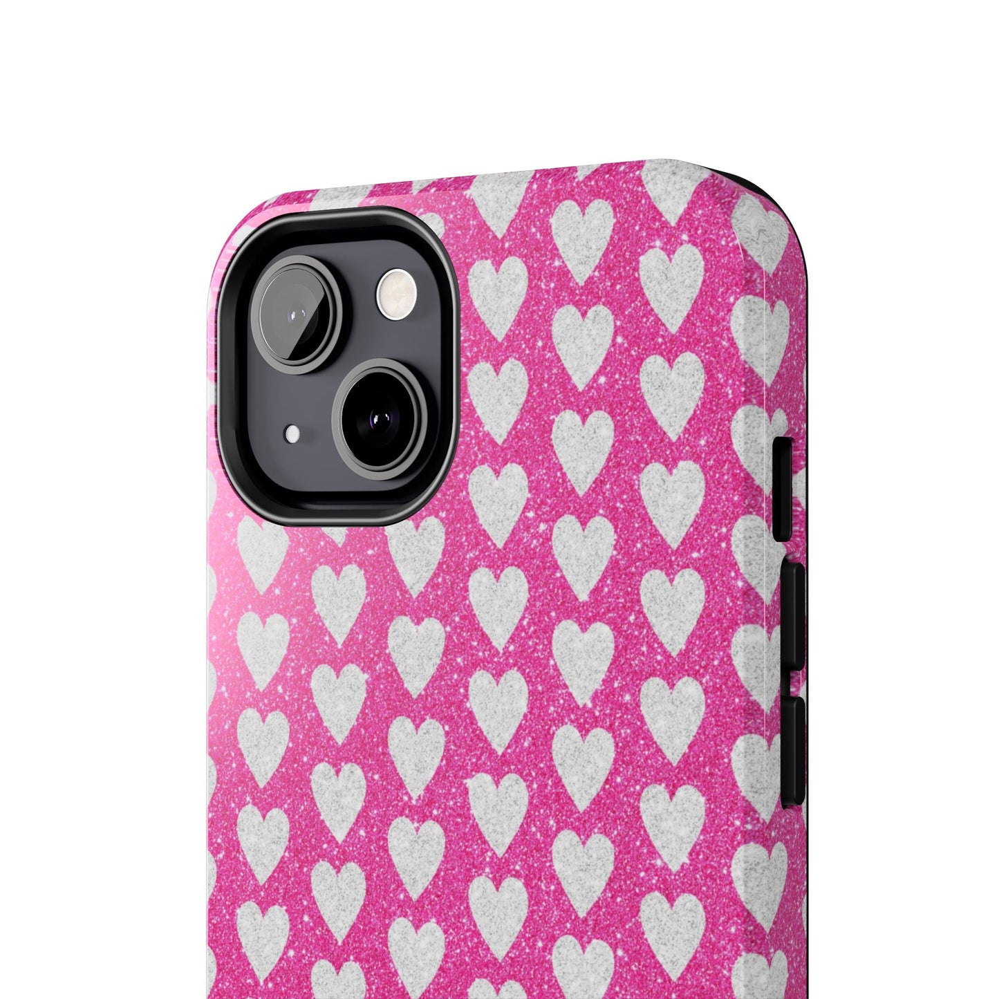Hot Pink and Silver Glitter Hearts - iPhone Series Case - BOGO Cases