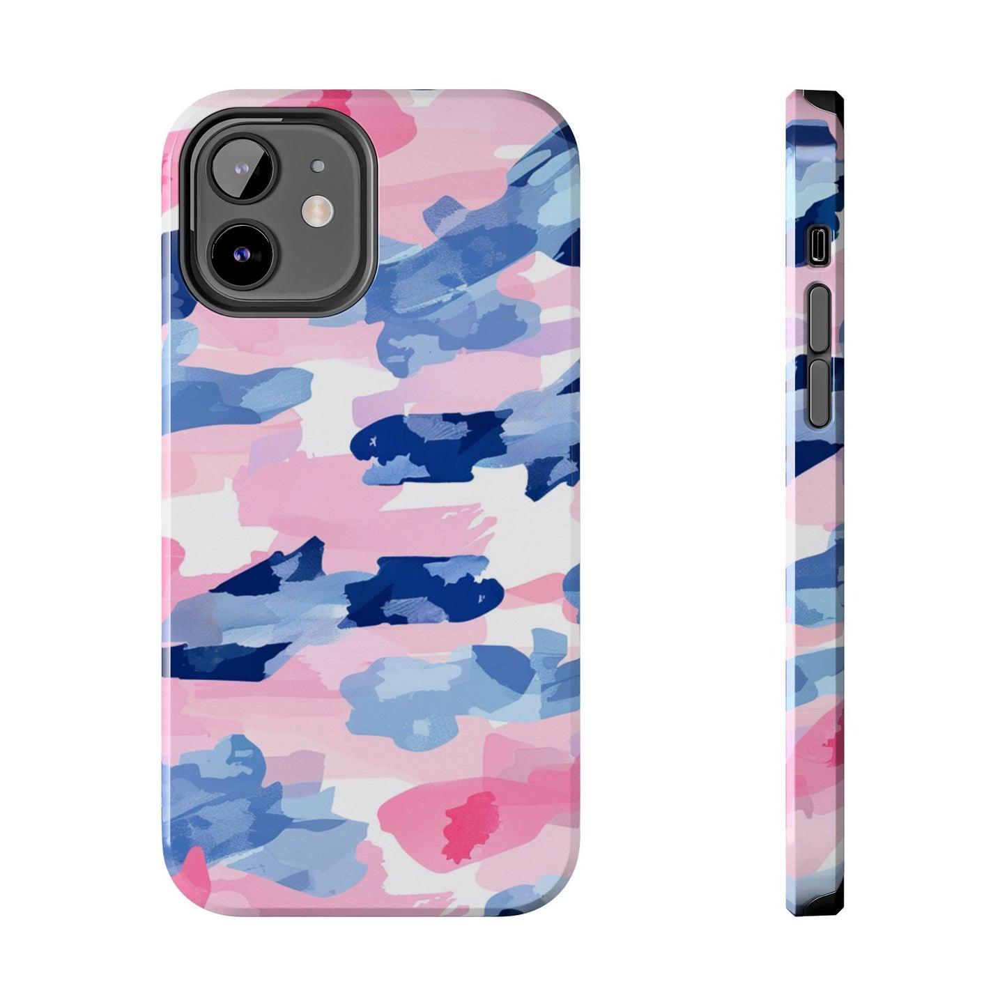 iPhone Case: Dynamic Pink & Navy Brushstroke Art - BOGO Cases