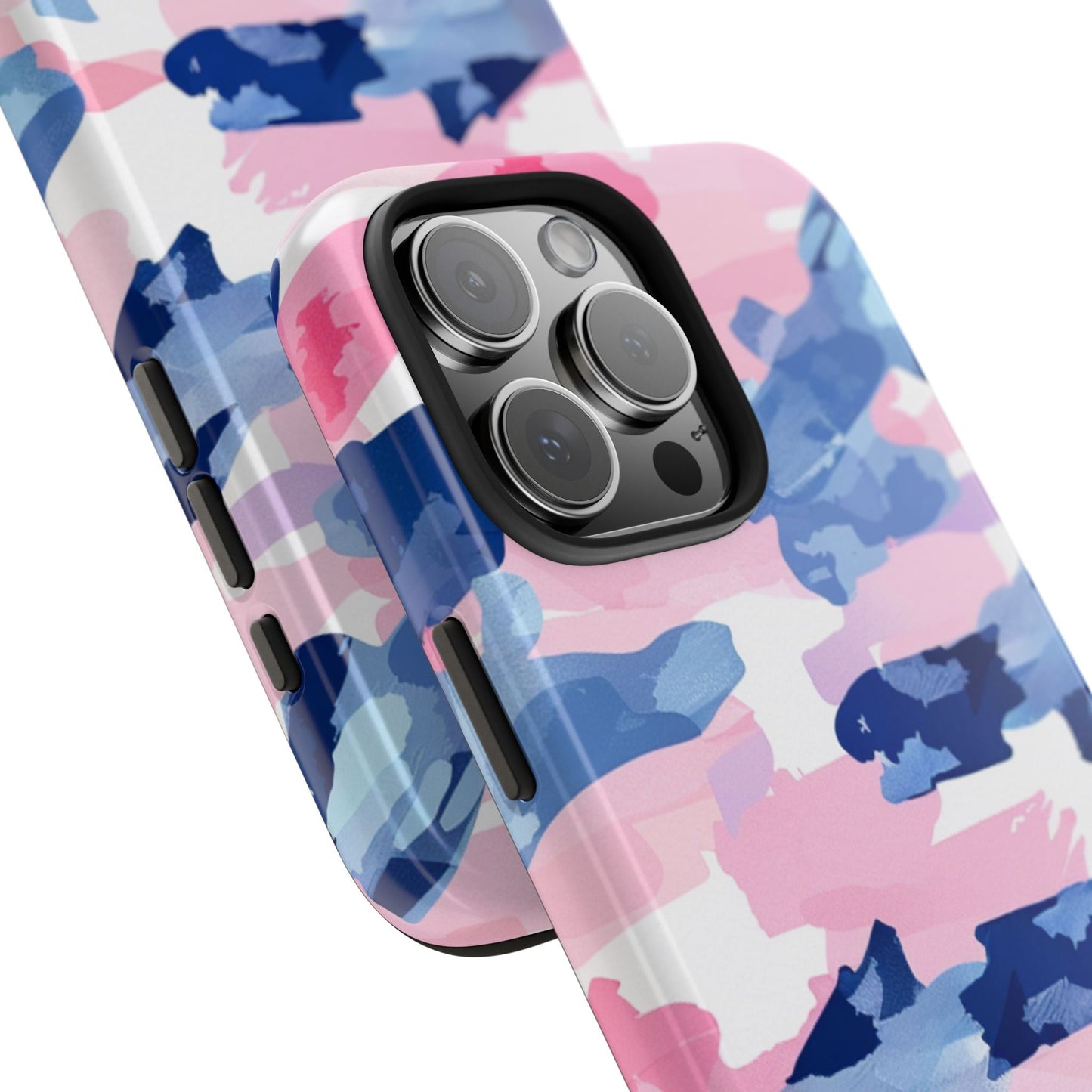 iPhone Case: Dynamic Pink & Navy Brushstroke Art - BOGO Cases