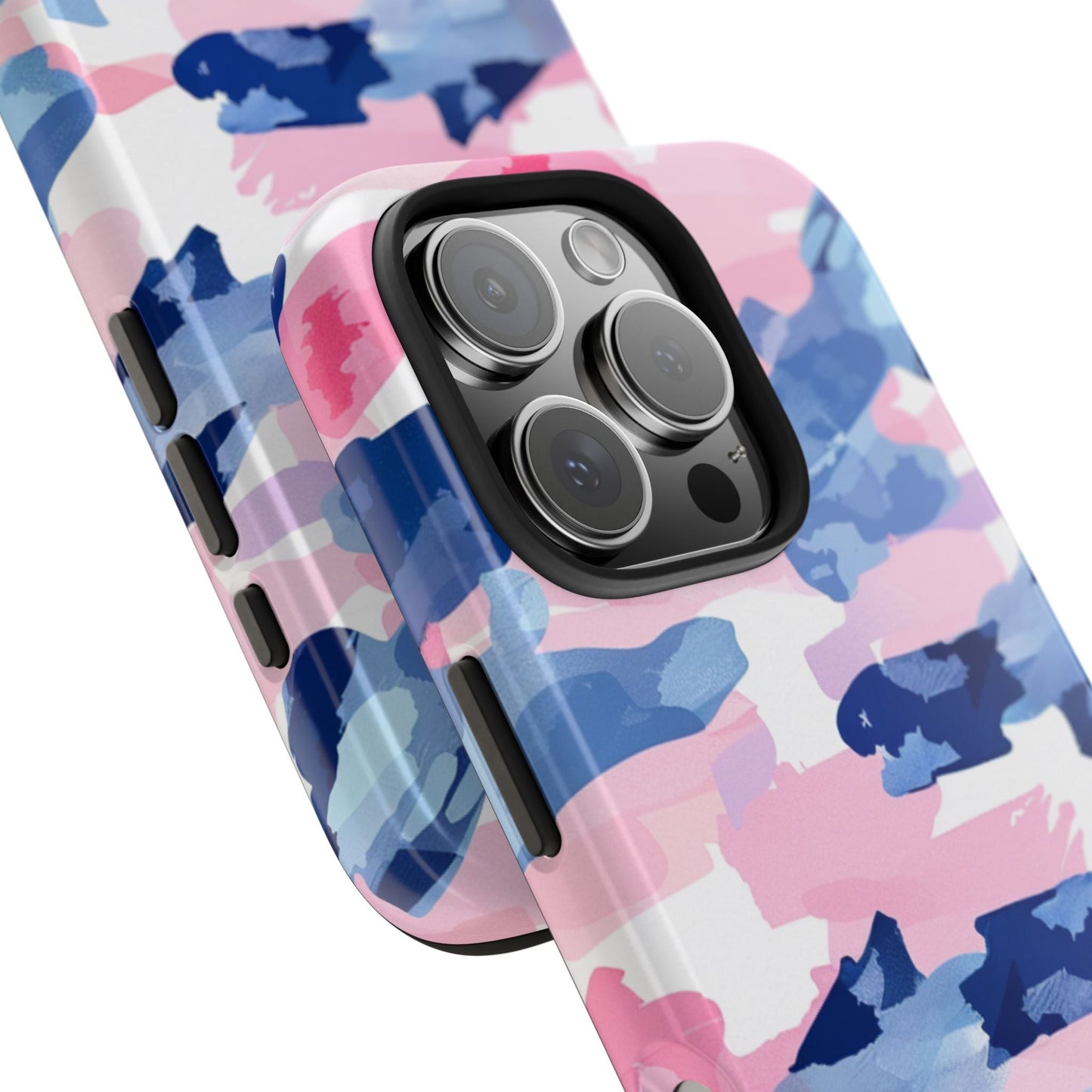 iPhone Case: Dynamic Pink & Navy Brushstroke Art - BOGO Cases