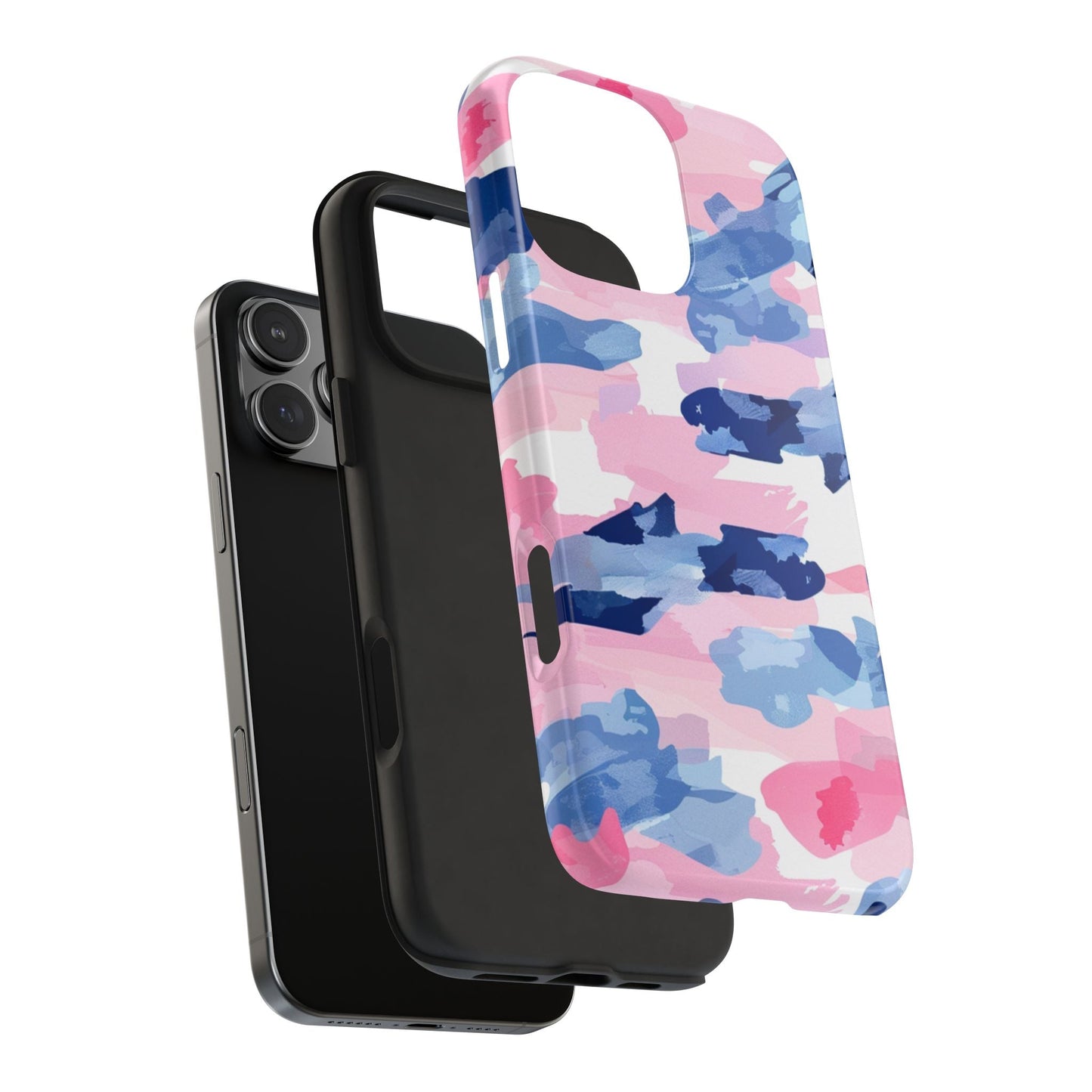iPhone Case: Dynamic Pink & Navy Brushstroke Art - BOGO Cases