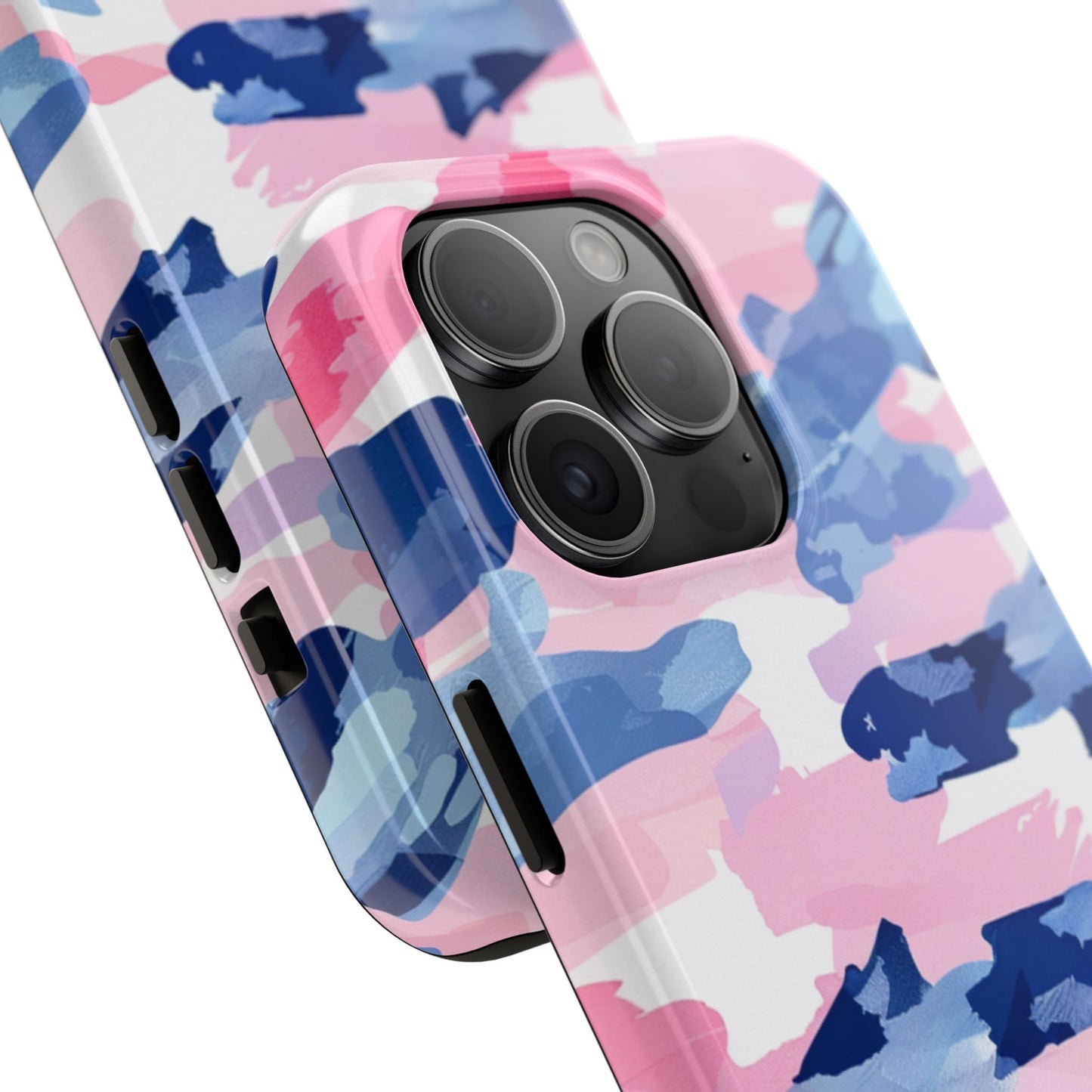 iPhone Case: Dynamic Pink & Navy Brushstroke Art - BOGO Cases