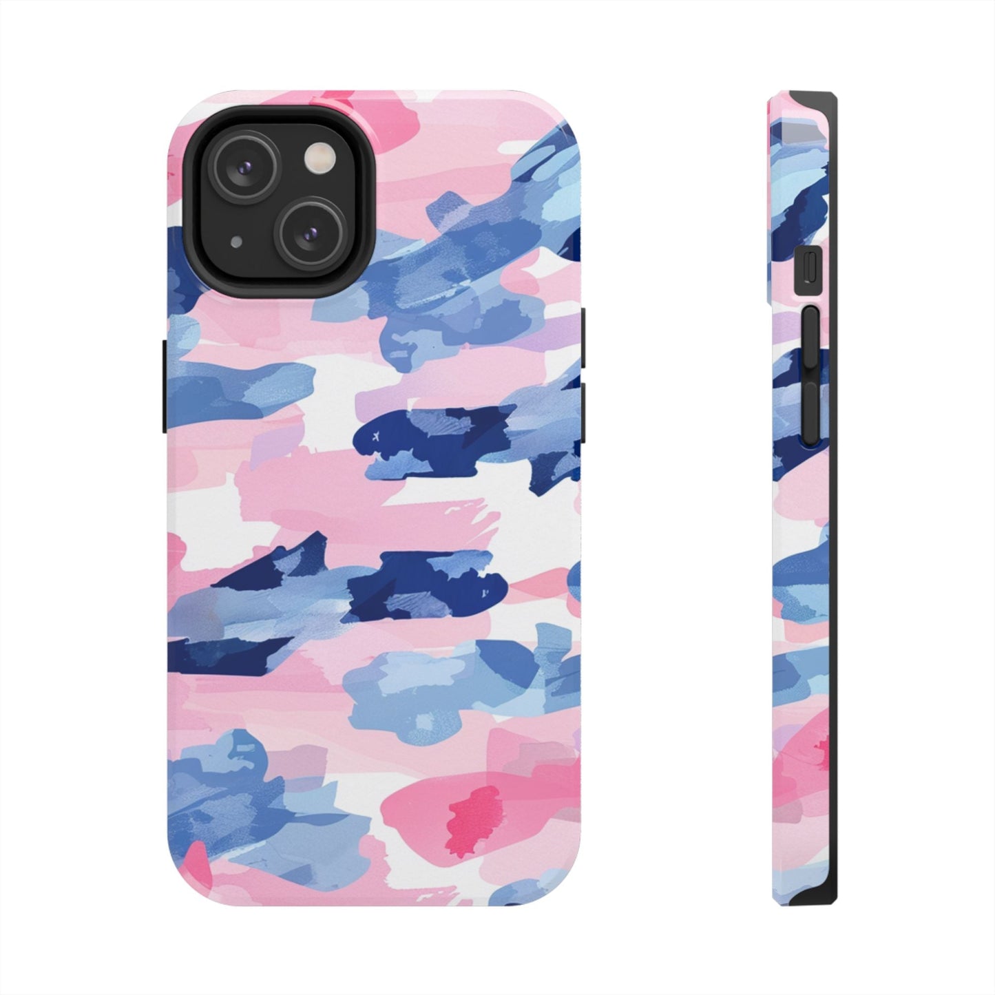 iPhone Case: Dynamic Pink & Navy Brushstroke Art - BOGO Cases
