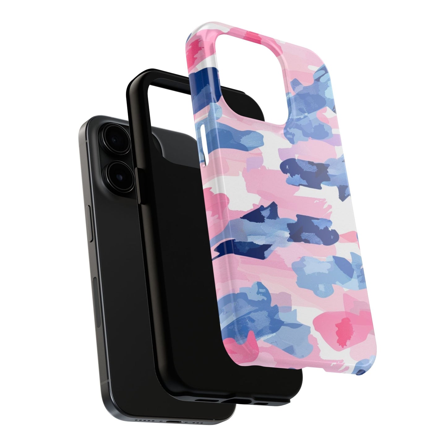 iPhone Case: Dynamic Pink & Navy Brushstroke Art - BOGO Cases