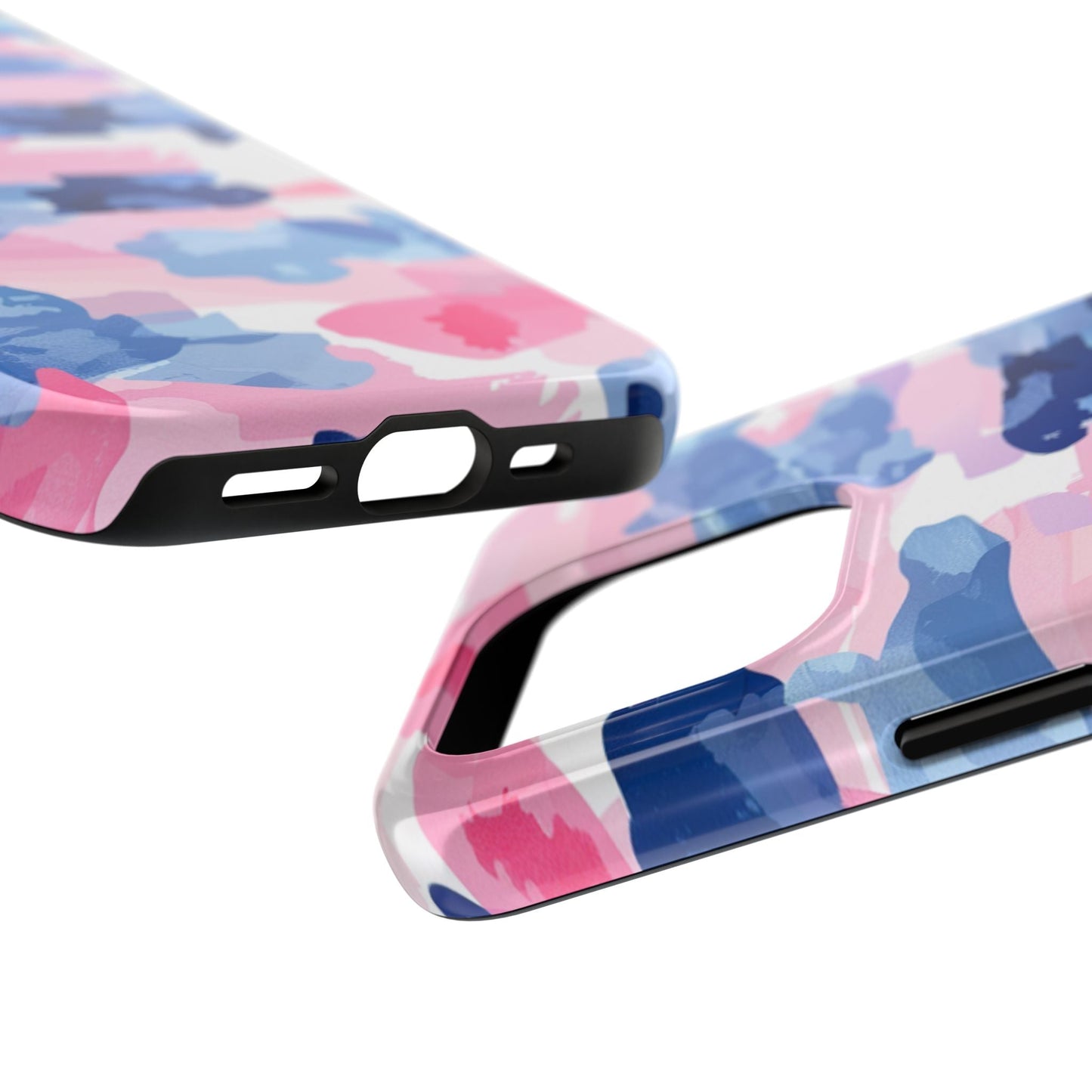 iPhone Case: Dynamic Pink & Navy Brushstroke Art - BOGO Cases