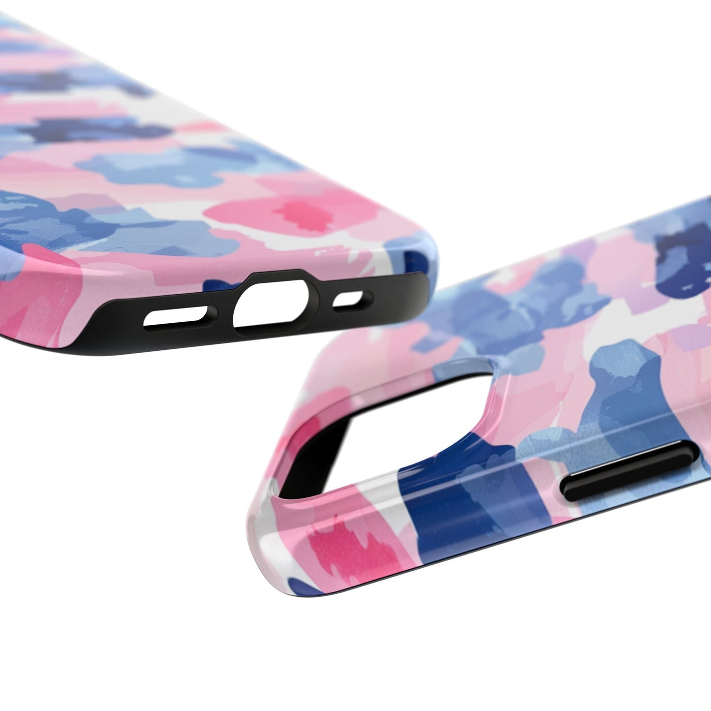 iPhone Case: Dynamic Pink & Navy Brushstroke Art - BOGO Cases