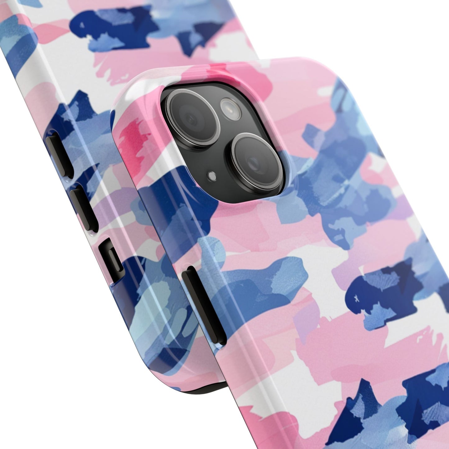 iPhone Case: Dynamic Pink & Navy Brushstroke Art - BOGO Cases