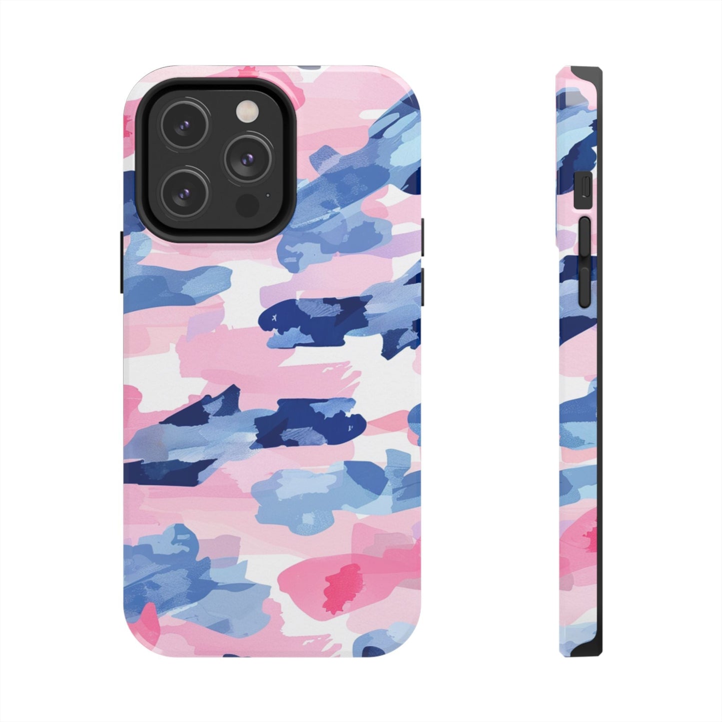 iPhone Case: Dynamic Pink & Navy Brushstroke Art - BOGO Cases