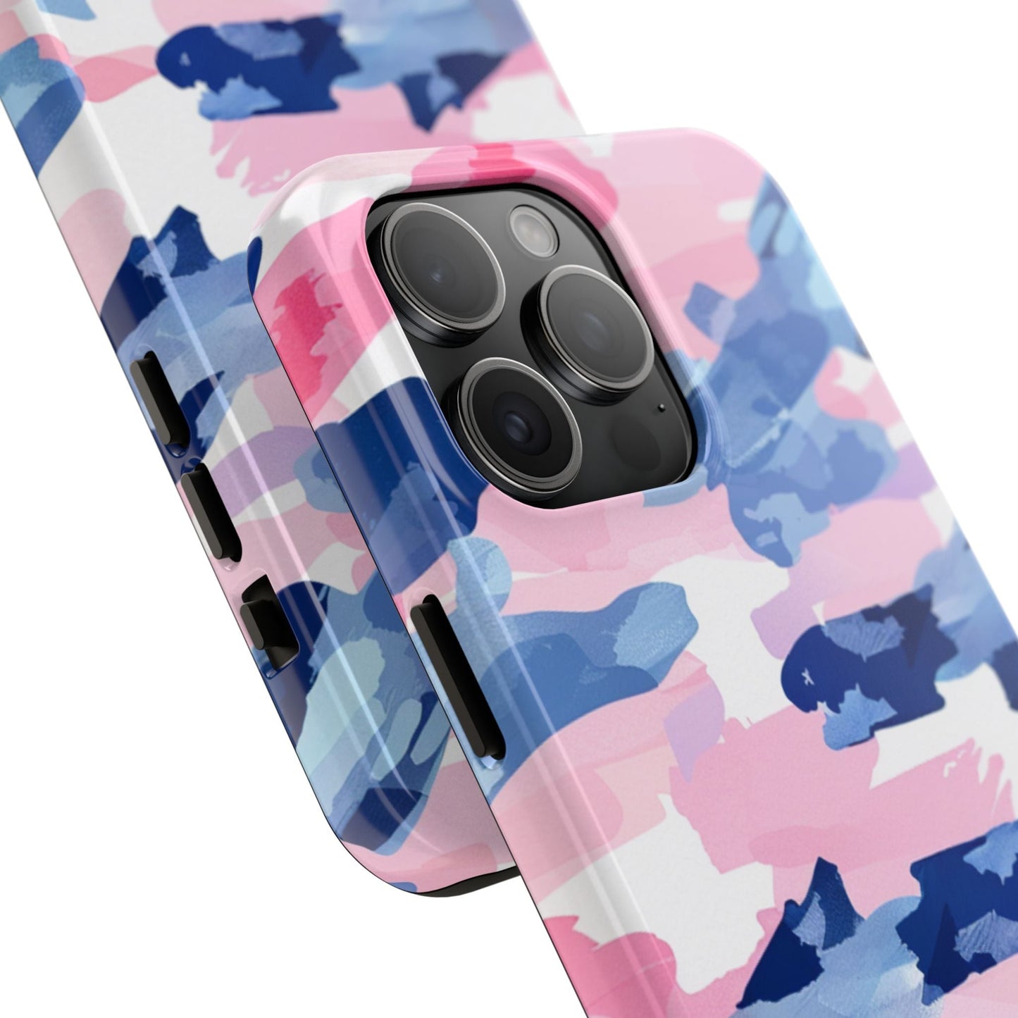 iPhone Case: Dynamic Pink & Navy Brushstroke Art - BOGO Cases