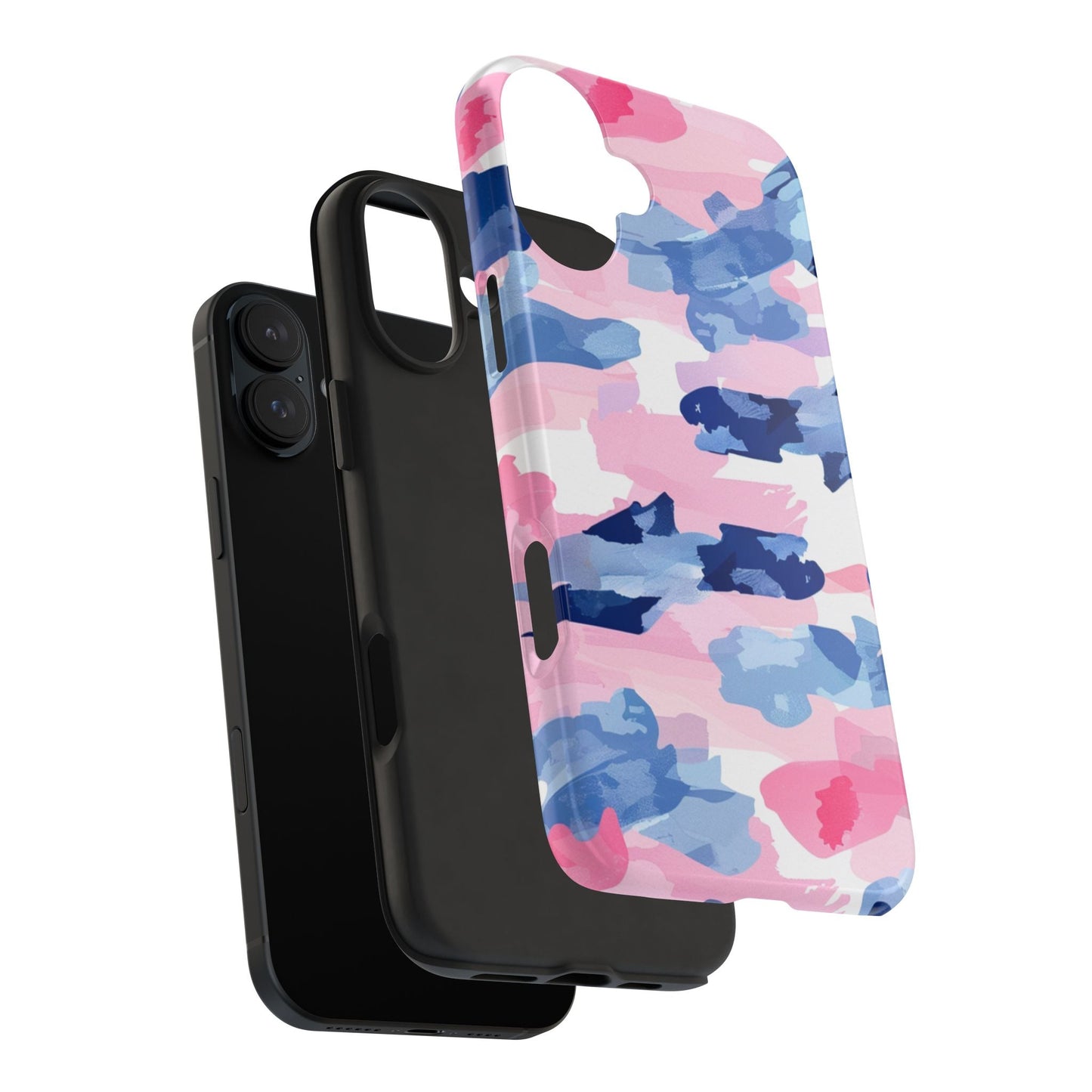 iPhone Case: Dynamic Pink & Navy Brushstroke Art - BOGO Cases