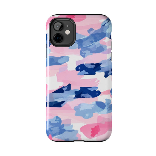 iPhone Case: Dynamic Pink & Navy Brushstroke Art - BOGO Cases