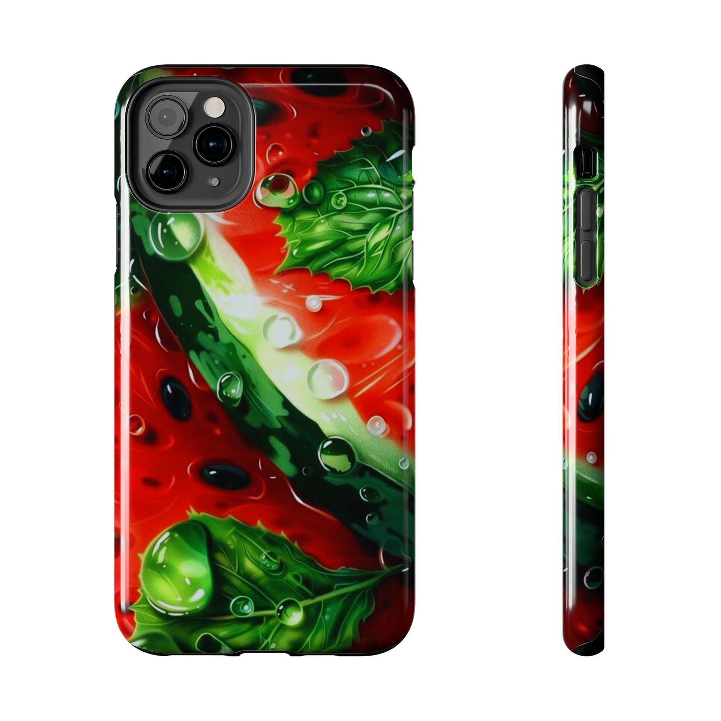 Juicy Watermelon & Mint iPhone Case – Tough Dual - Layer, Vibrant Summer Design - BOGO Cases