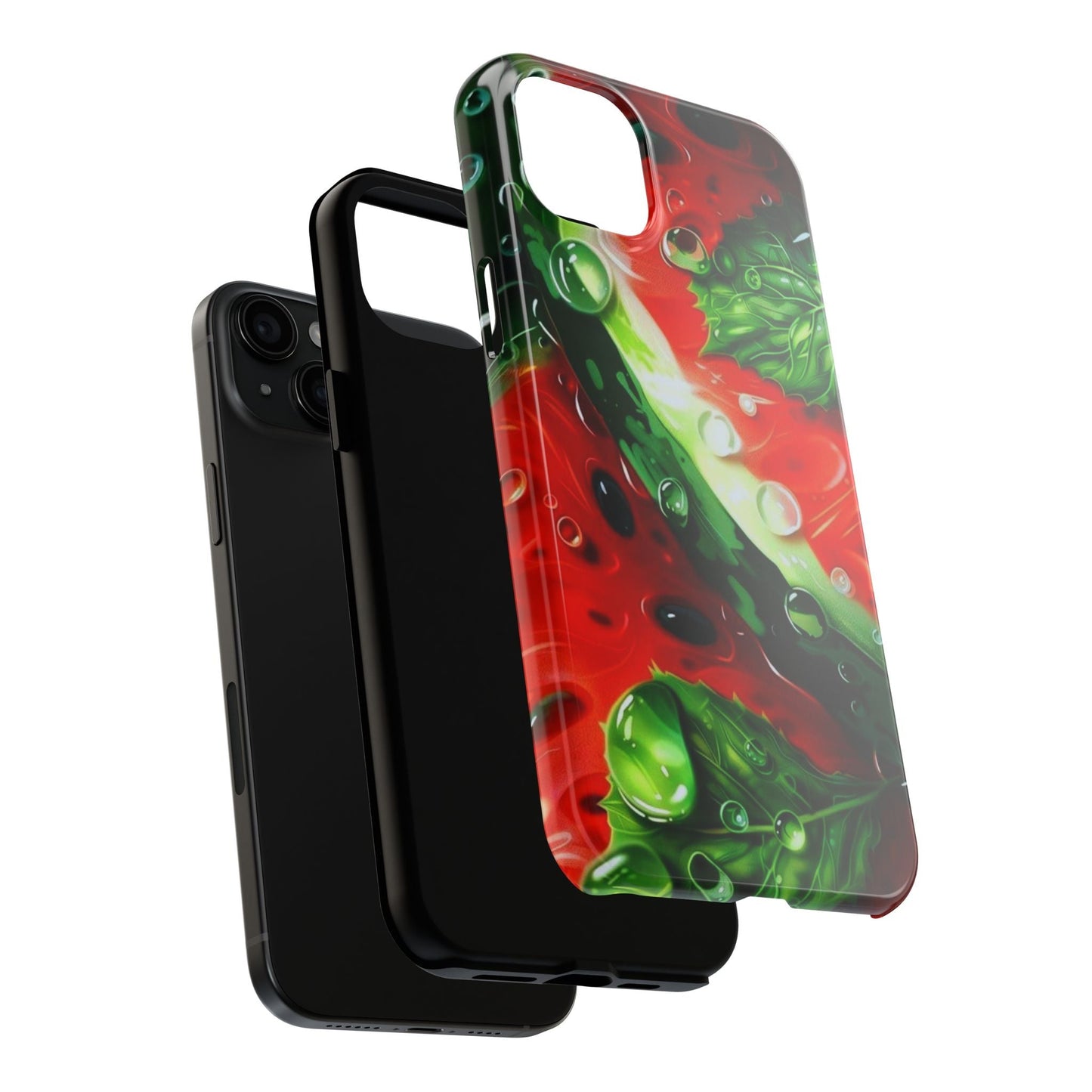 Juicy Watermelon & Mint iPhone Case – Tough Dual - Layer, Vibrant Summer Design - BOGO Cases