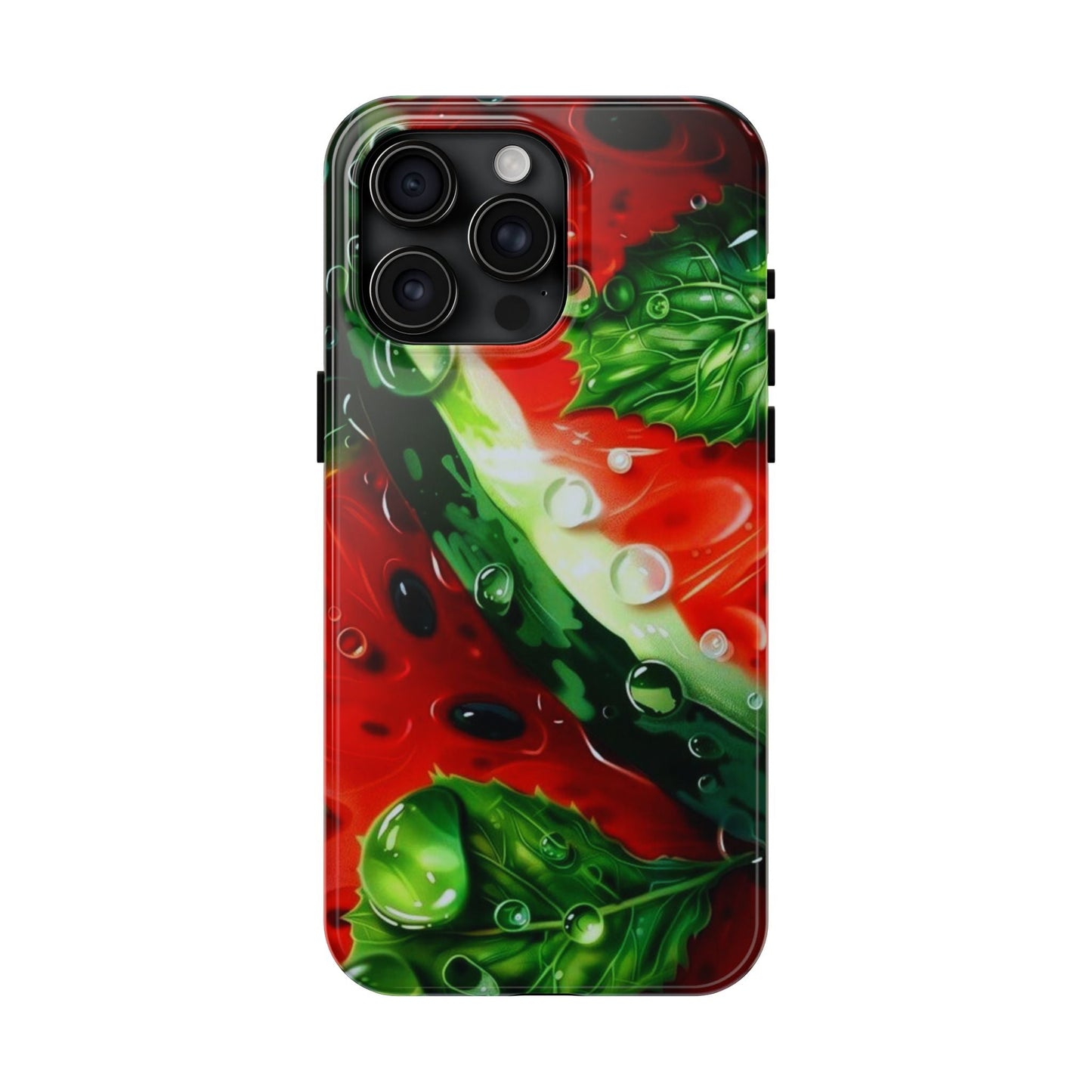 Juicy Watermelon & Mint iPhone Case – Tough Dual - Layer, Vibrant Summer Design - BOGO Cases