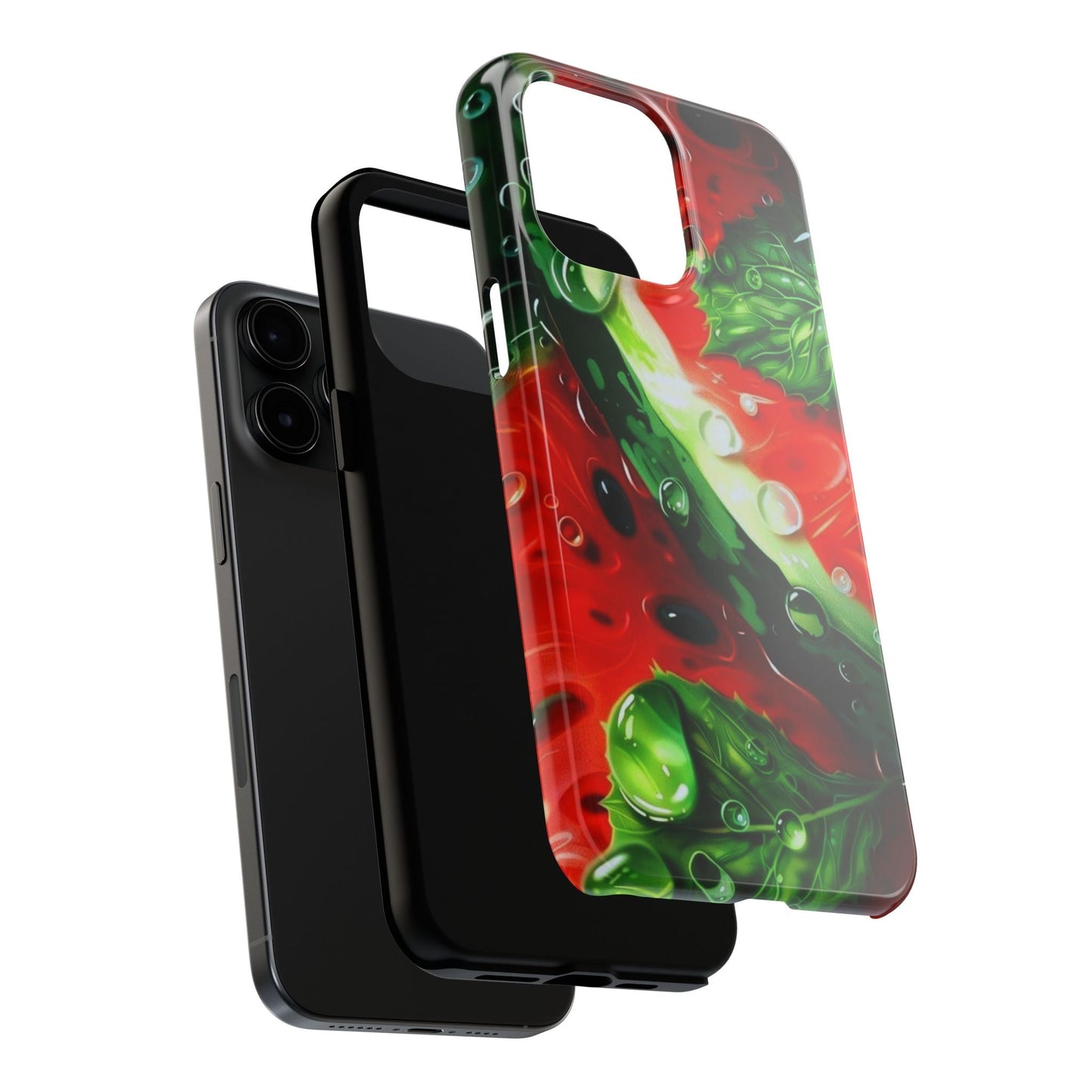 Juicy Watermelon & Mint iPhone Case – Tough Dual - Layer, Vibrant Summer Design - BOGO Cases
