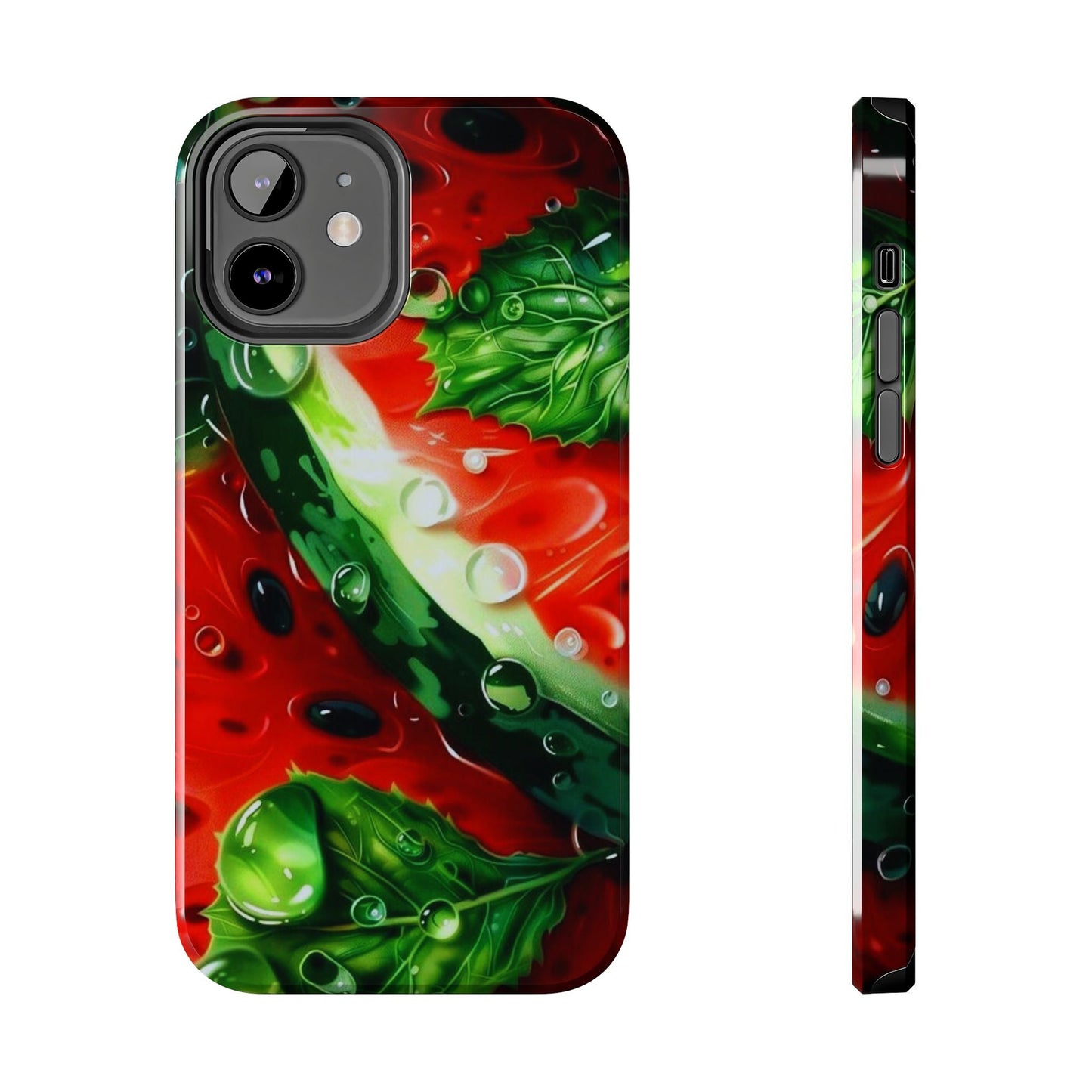 Juicy Watermelon & Mint iPhone Case – Tough Dual - Layer, Vibrant Summer Design - BOGO Cases