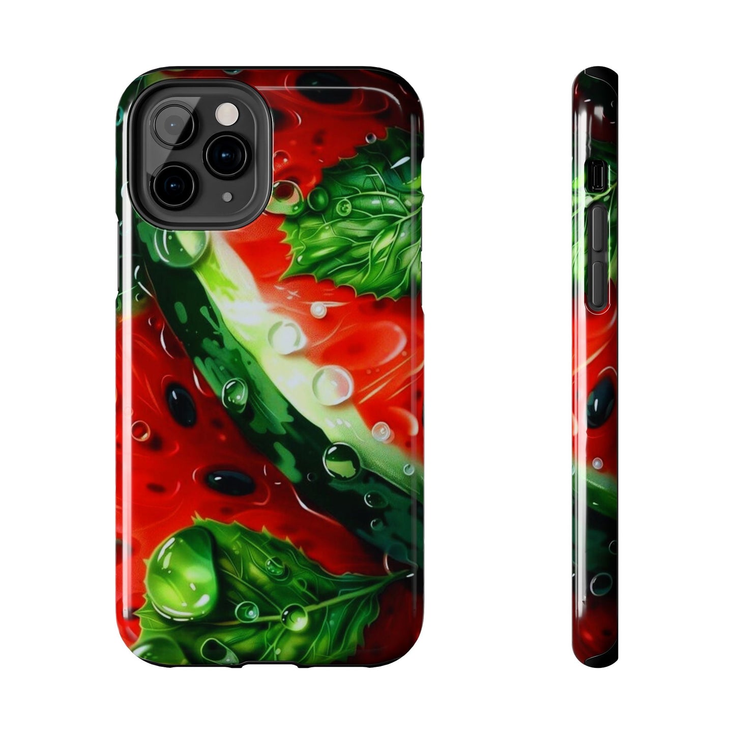 Juicy Watermelon & Mint iPhone Case – Tough Dual - Layer, Vibrant Summer Design - BOGO Cases