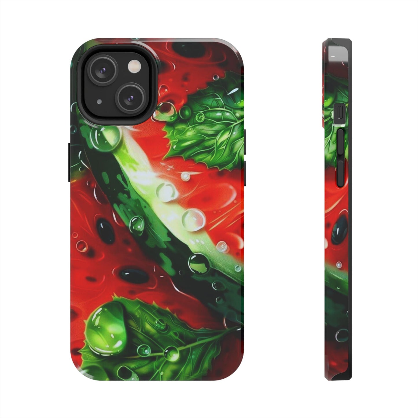 Juicy Watermelon & Mint iPhone Case – Tough Dual - Layer, Vibrant Summer Design - BOGO Cases
