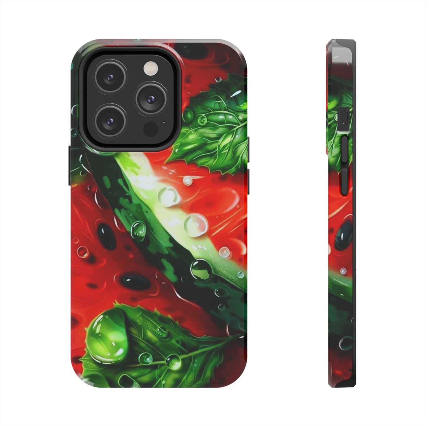 Juicy Watermelon & Mint iPhone Case – Tough Dual - Layer, Vibrant Summer Design - BOGO Cases