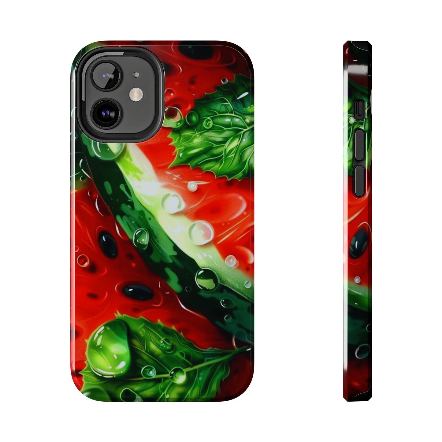 Juicy Watermelon & Mint iPhone Case – Tough Dual - Layer, Vibrant Summer Design - BOGO Cases