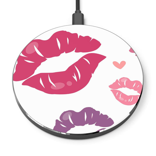 Kisses and Hearts Wireless Charger – Qi Compatible, Bold Lip Design - BOGO Cases