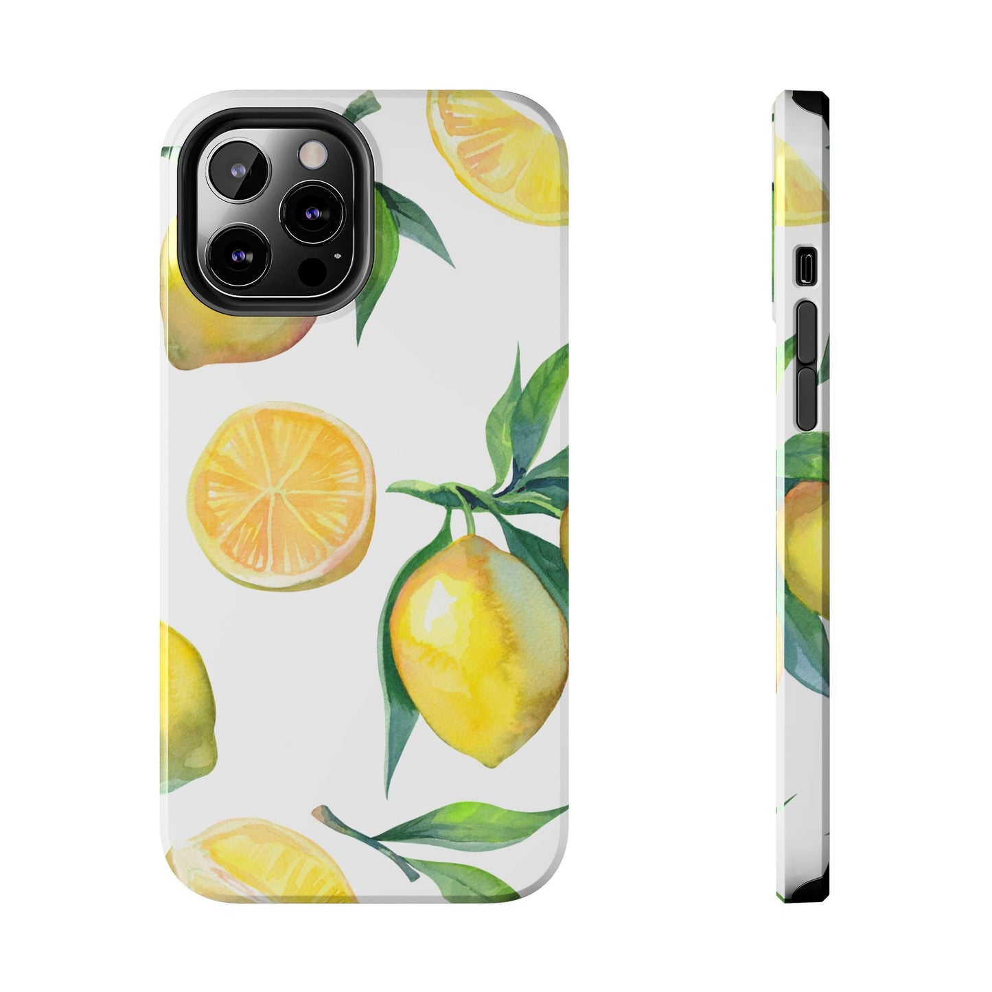 Lemon Grove Watercolor Tough iPhone Case – Fresh Citrus Design, Dual - Layer Protection - BOGO Cases