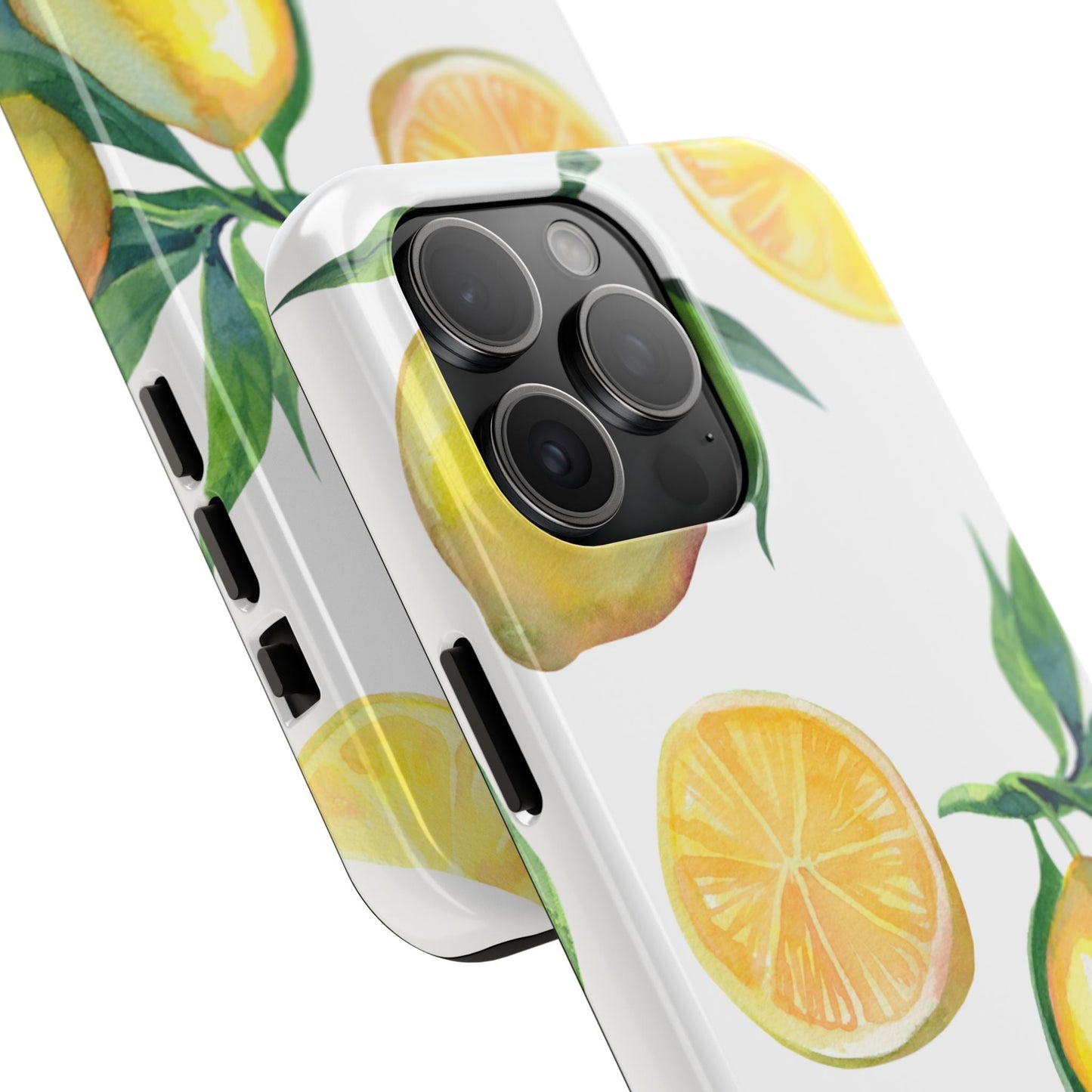 Lemon Grove Watercolor Tough iPhone Case – Fresh Citrus Design, Dual - Layer Protection - BOGO Cases