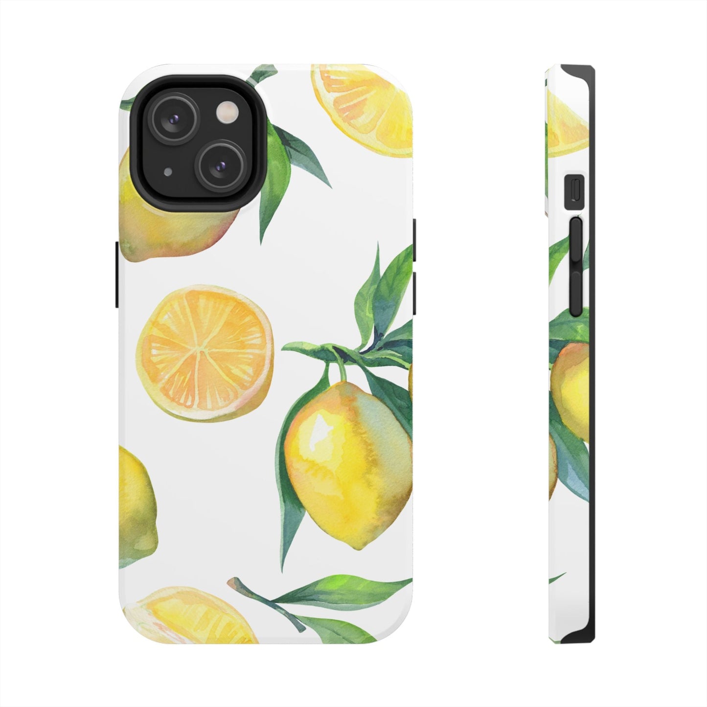 Lemon Grove Watercolor Tough iPhone Case – Fresh Citrus Design, Dual - Layer Protection - BOGO Cases