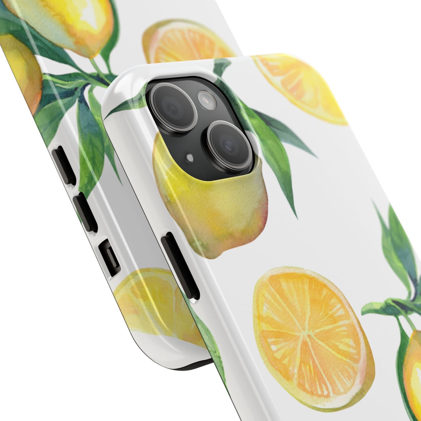 Lemon Grove Watercolor Tough iPhone Case – Fresh Citrus Design, Dual - Layer Protection - BOGO Cases