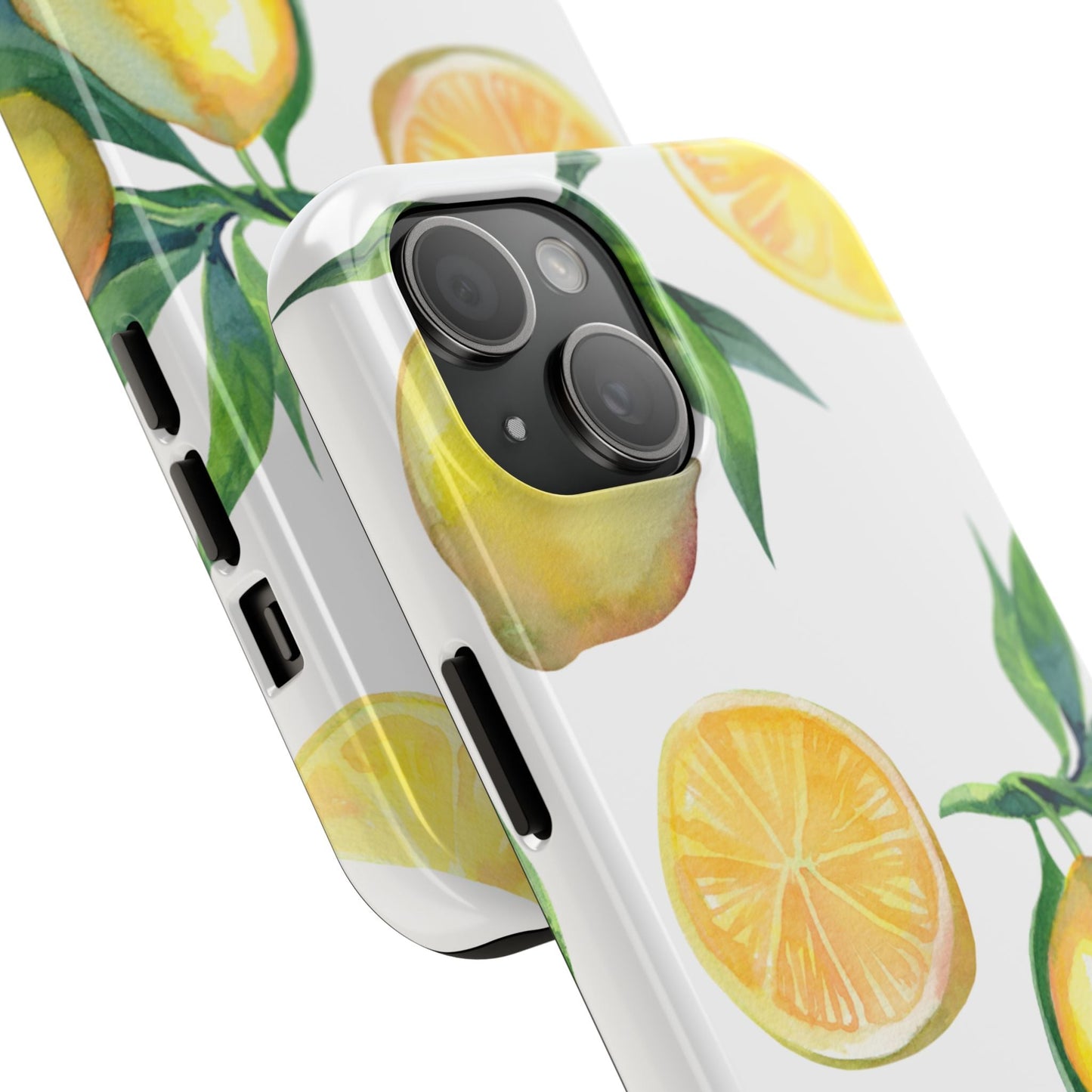 Lemon Grove Watercolor Tough iPhone Case – Fresh Citrus Design, Dual - Layer Protection - BOGO Cases